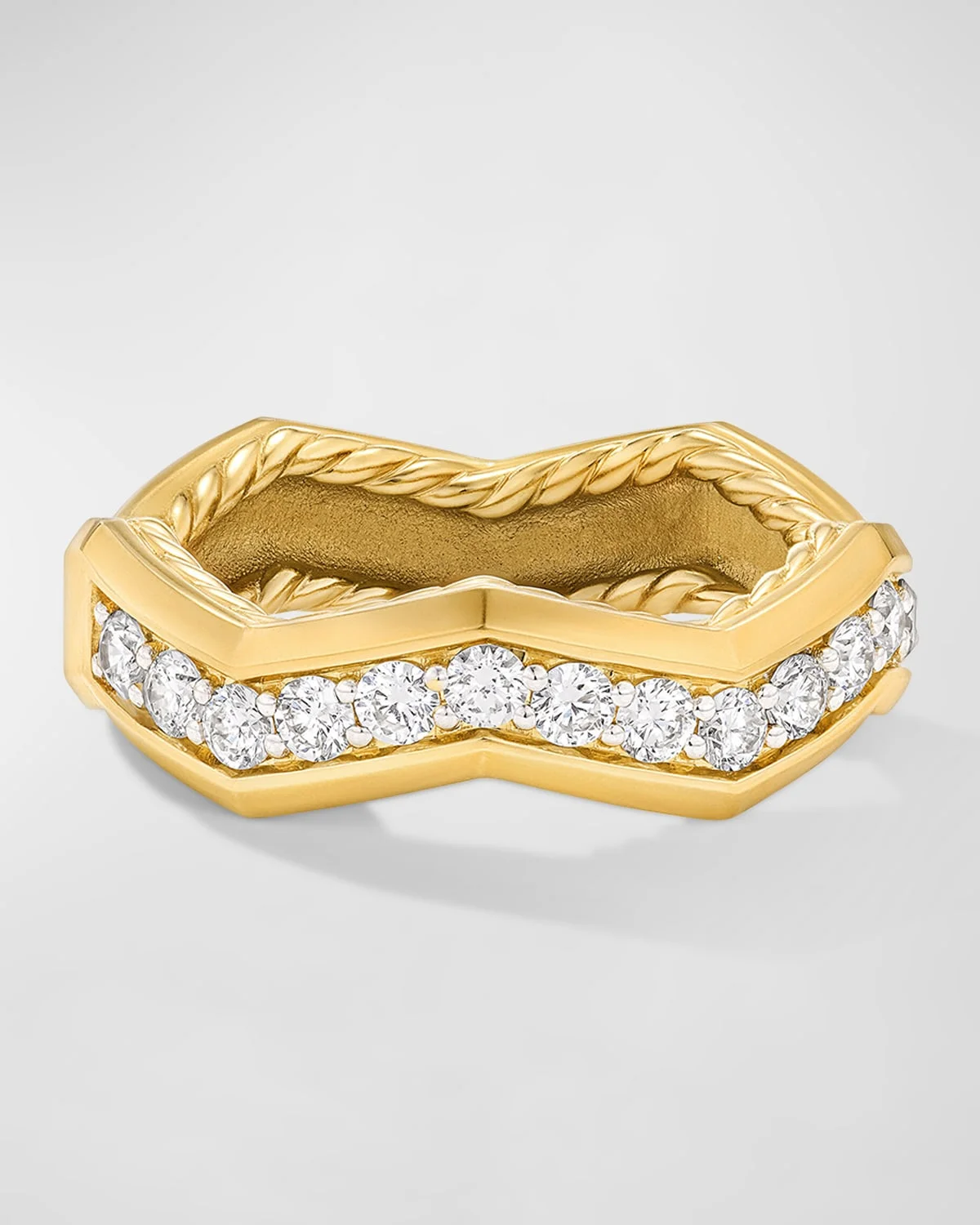 Pave Stax Ring with Diamonds in 18K Gold, 5mm - 1