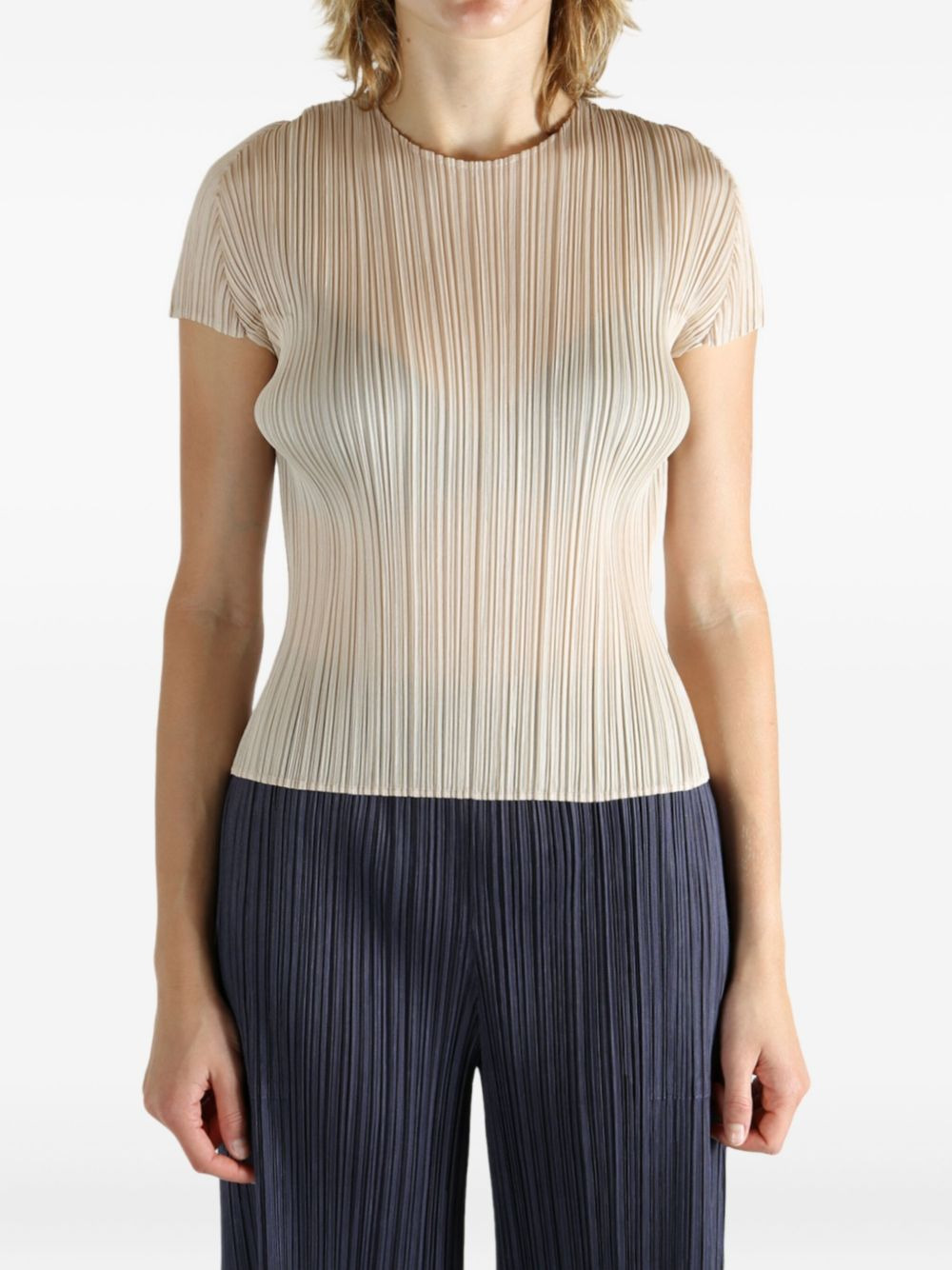 short-sleeve pleated top - 2