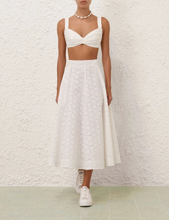 Crush Embroidered Midi Skirt - 2