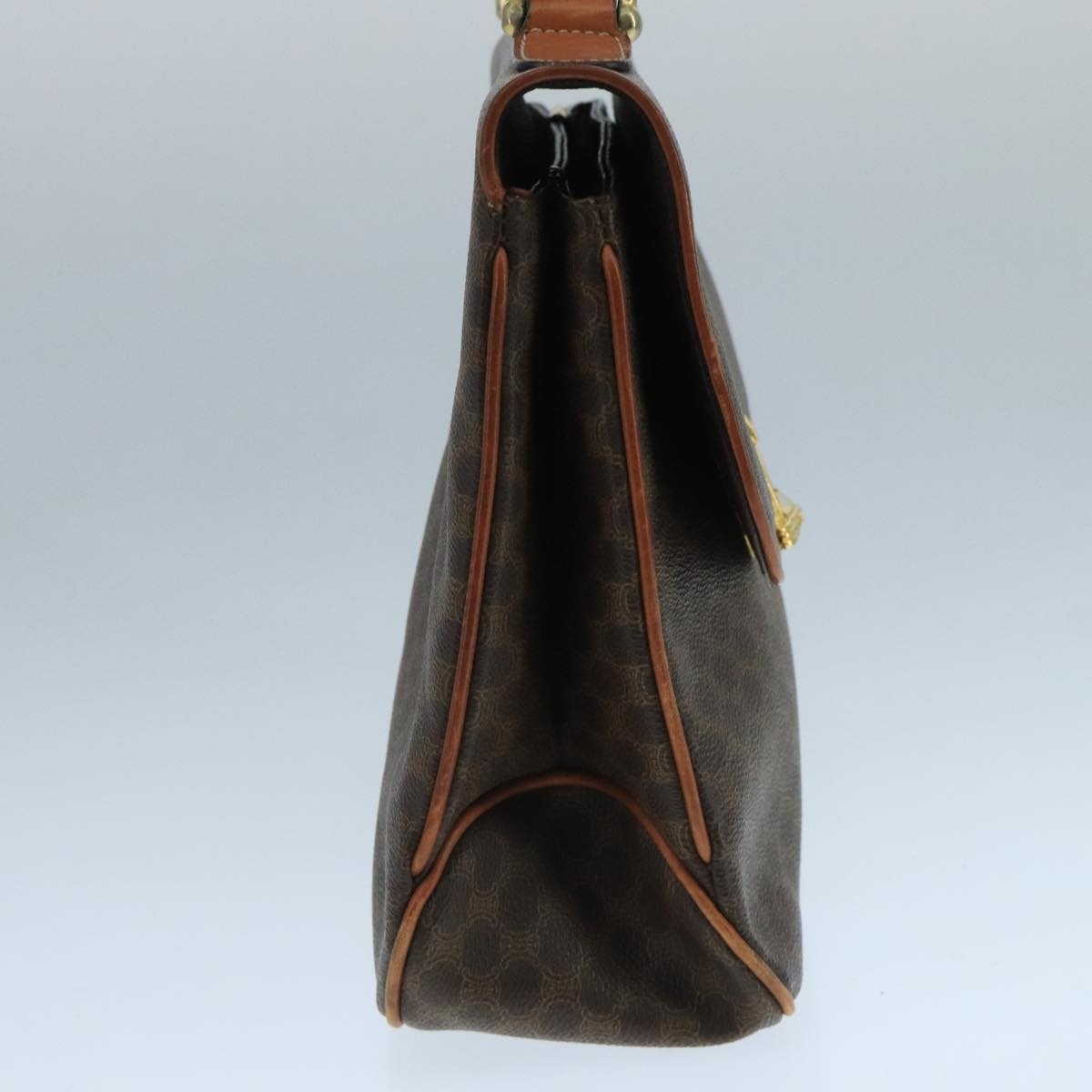 CELINE Macadam Canvas Hand Bag Pvc Leather Brown Gold - 4