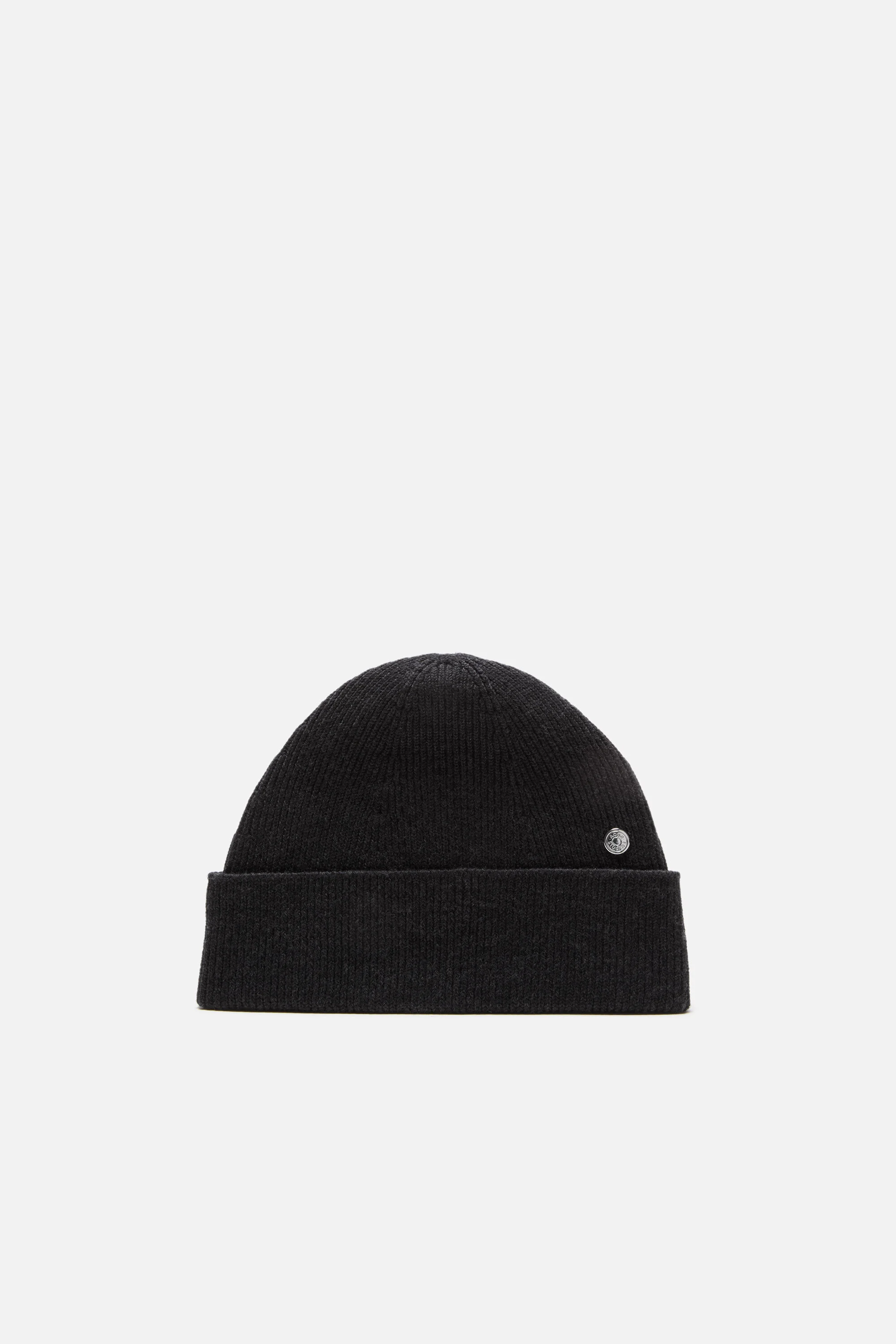 Wool beanie with rivet - Black - 1