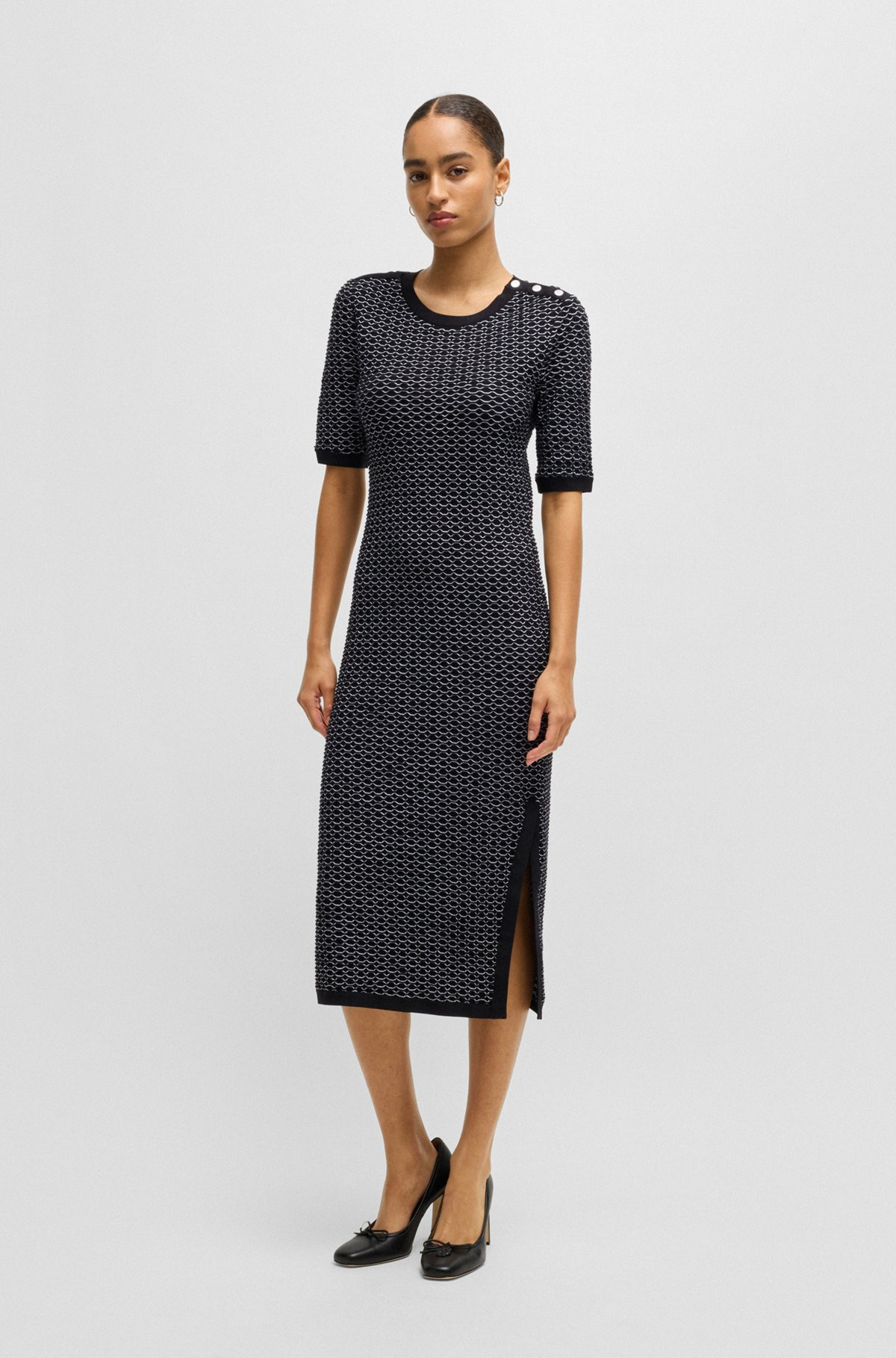 STRUCTURED-STRIPE DRESS IN STRETCH-COTTON JERSEY - 2