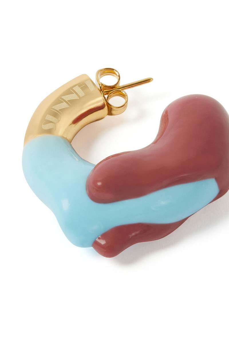 SUNNEI SMALL RUBBERIZED EARRINGS GOLD / prune & azure outlook