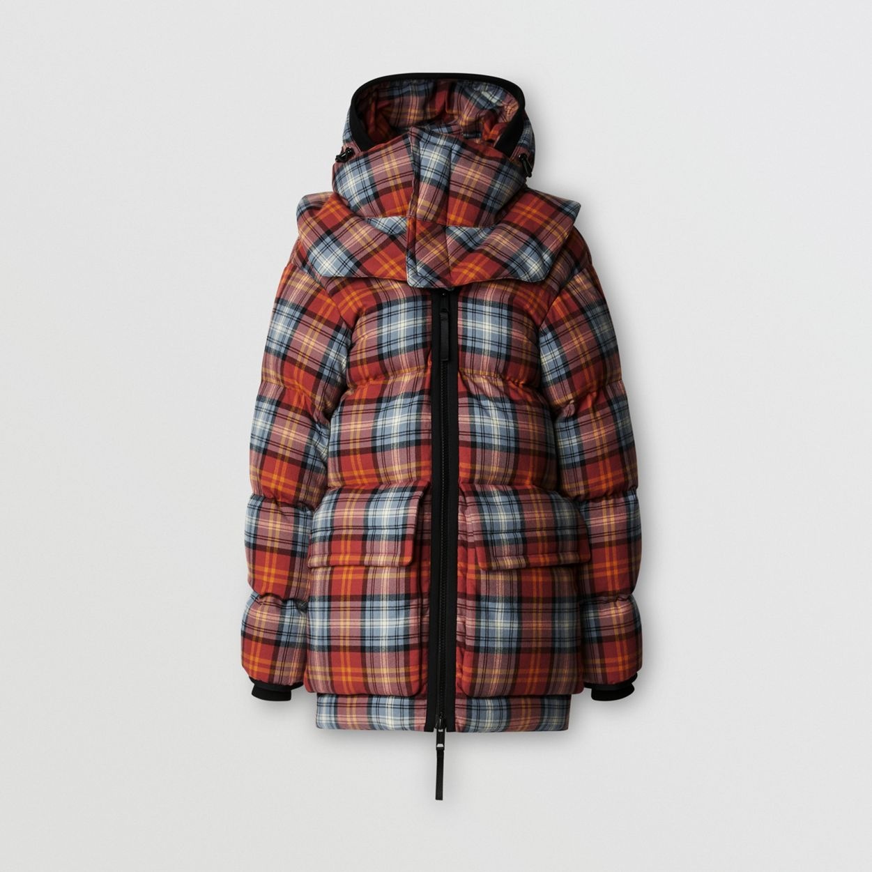 Sleeveless Check Trench Coat With Detachable Puffer - 13