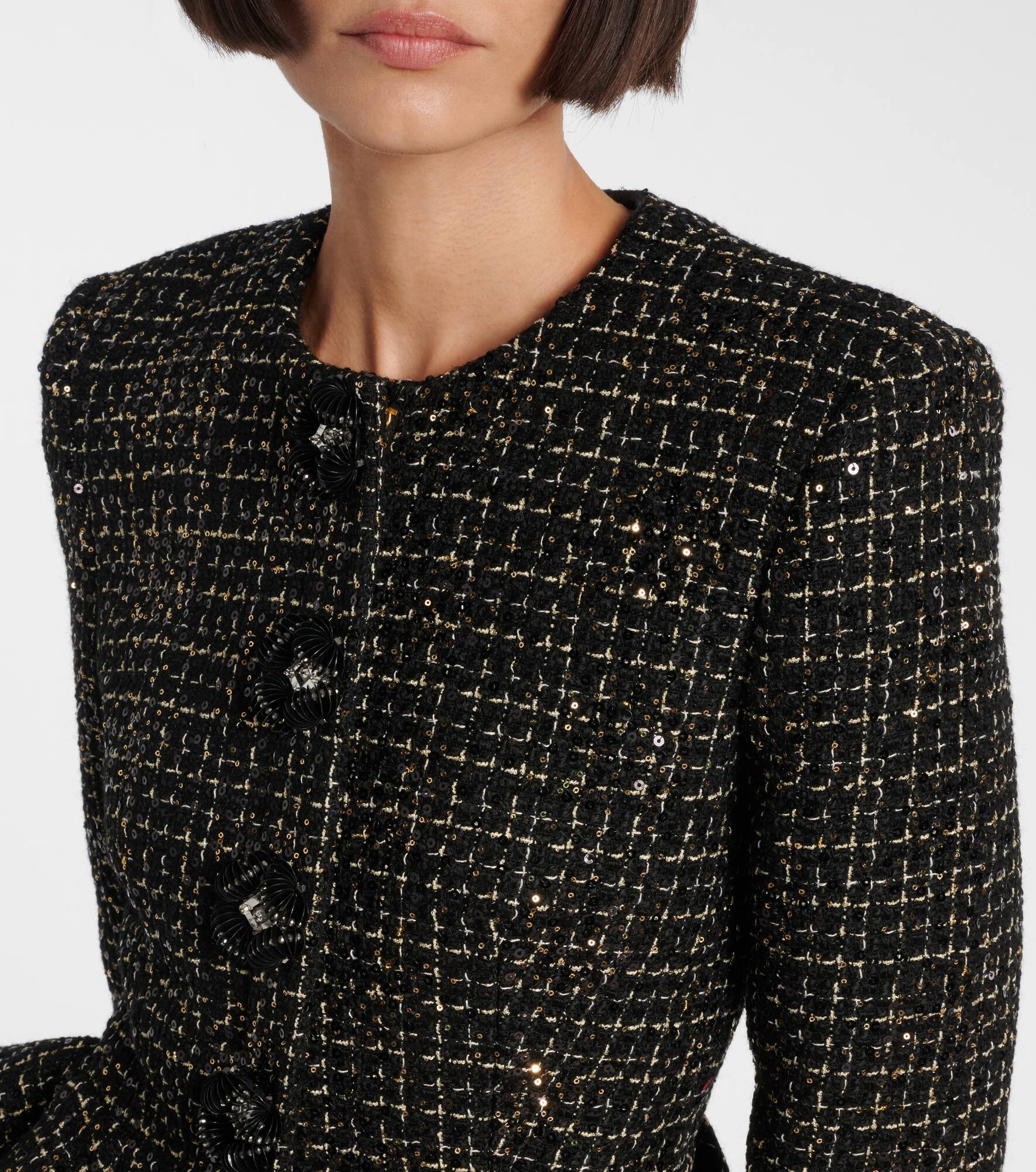 Tomomi sequined peplum tweed jacket - 4
