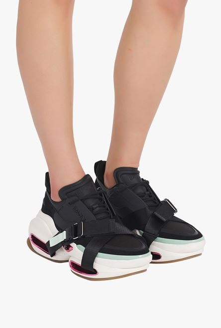 Black leather, suede and nylon B-Bold low-top sneakers with straps - 9