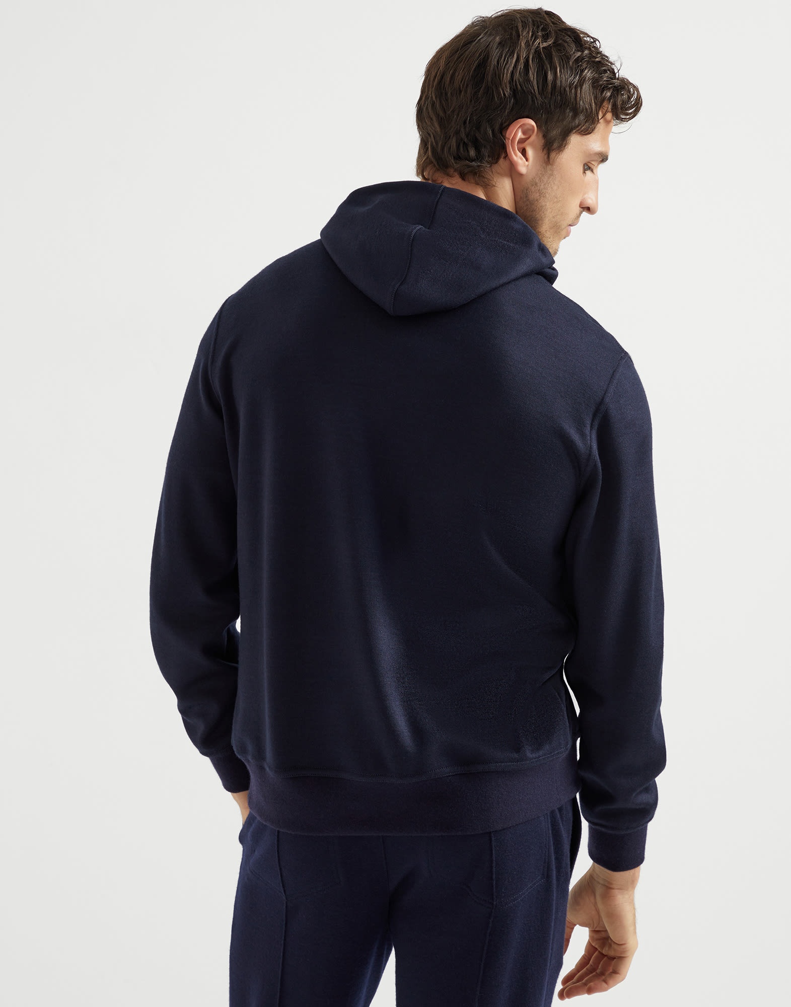 Cashmere and silk French terry hooded sweatshirt with zipper - 2