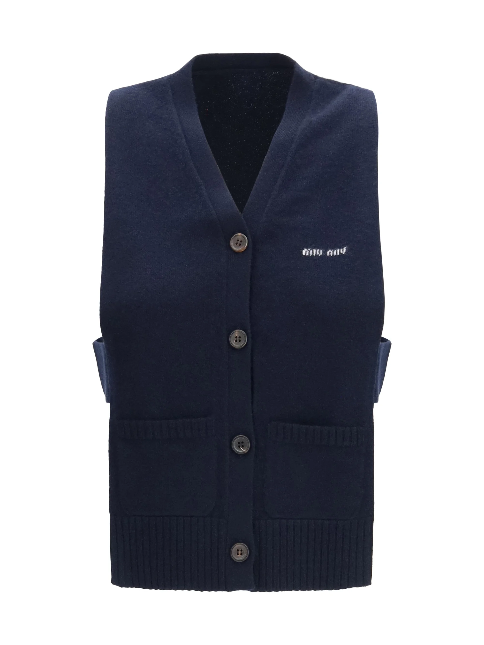 Miu Miu Cashmere Cardigan Vest Blue - 1