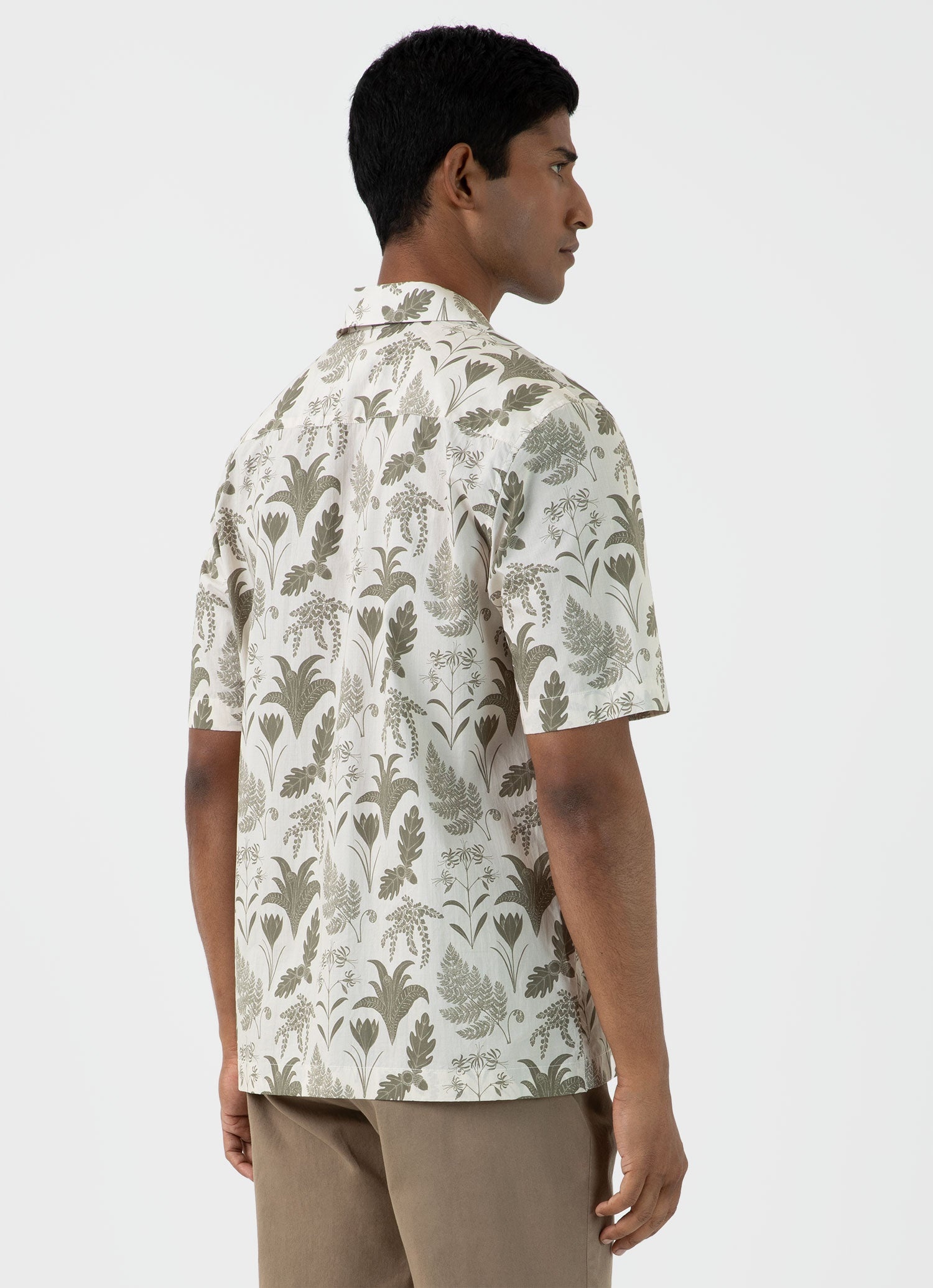 Leaf Print Camp Collar Shirt - 5