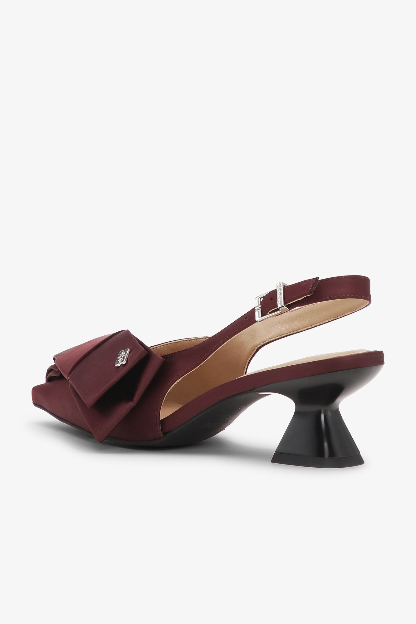 BURGUNDY BOW KITTEN HEEL PUMPS - 3