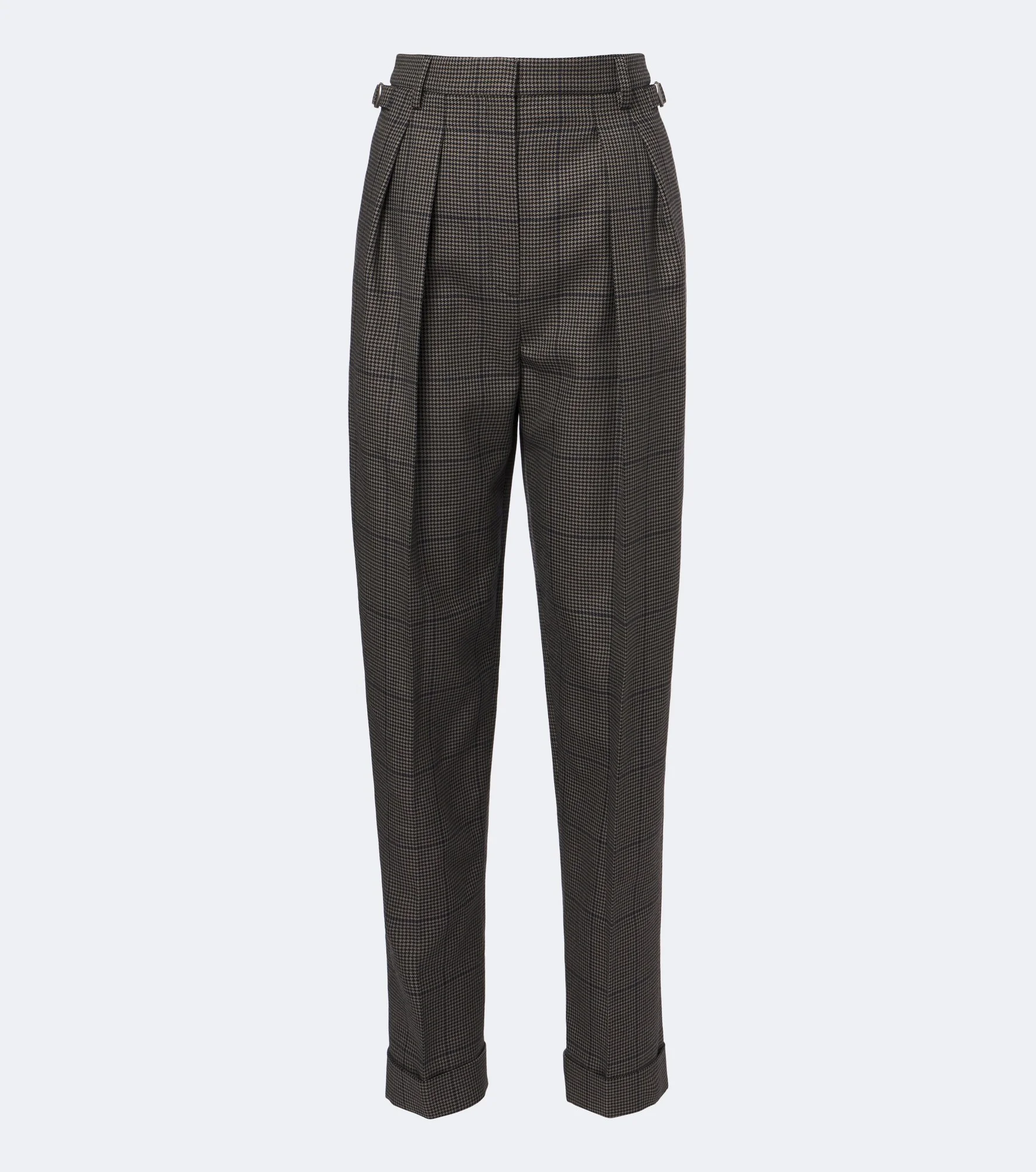Checked wool straight pants - 1