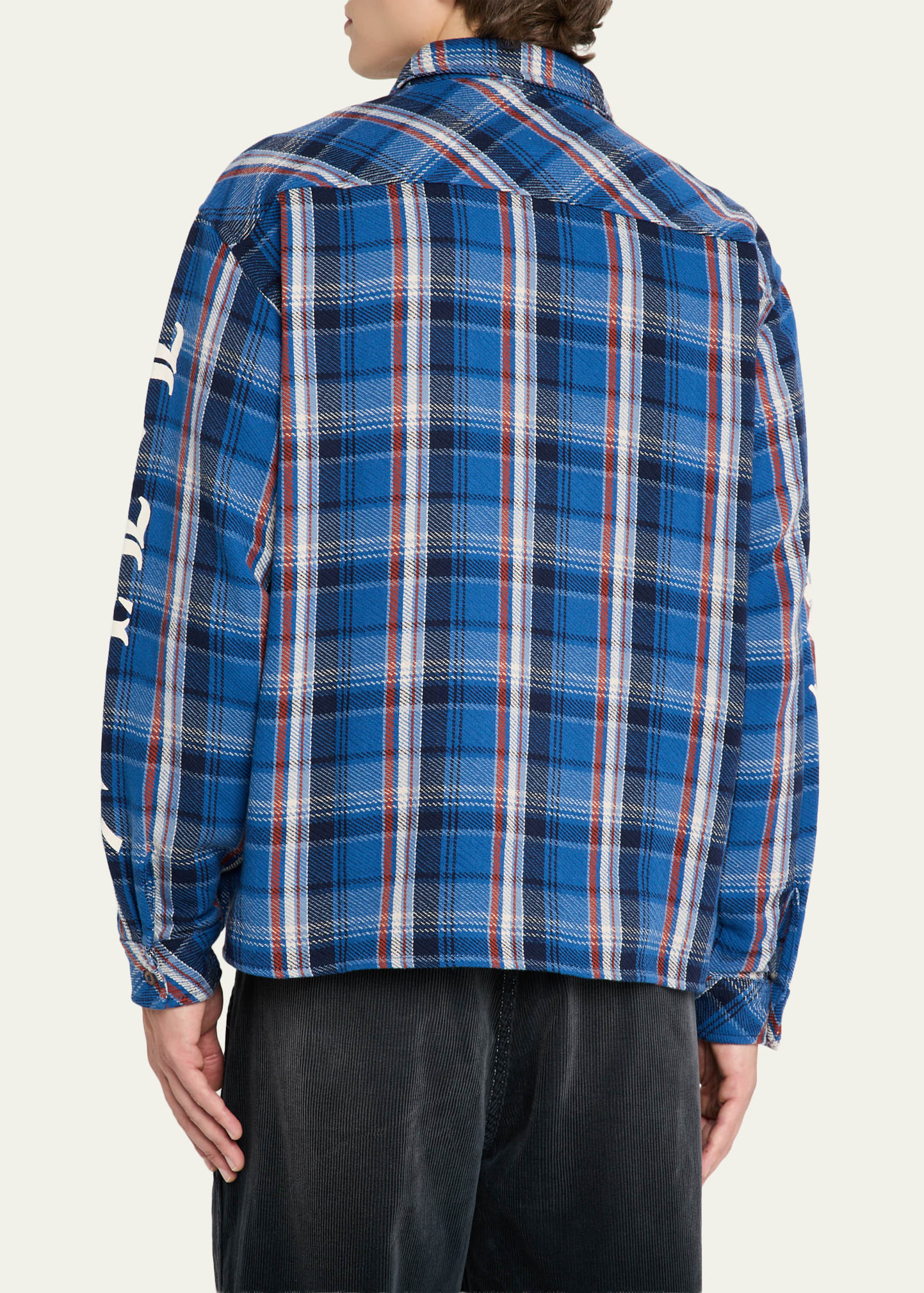 Men's Plaid Flannel Oversized Button-Down Shirt - 3