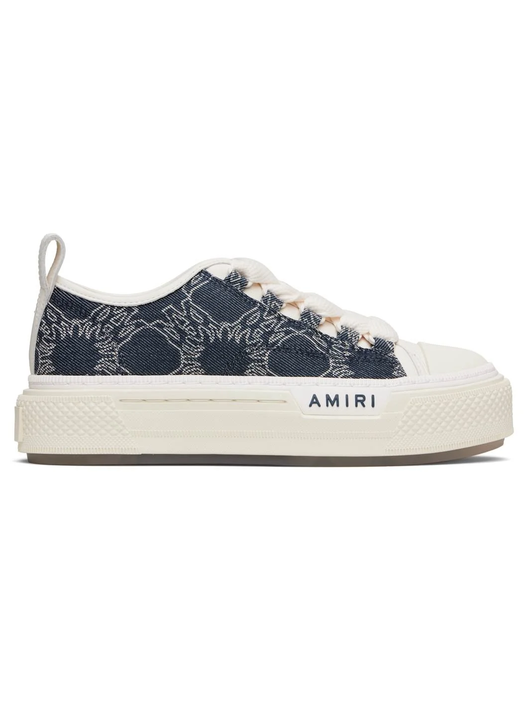 Navy & White MA Quad Denim Court Low Sneakers - 1