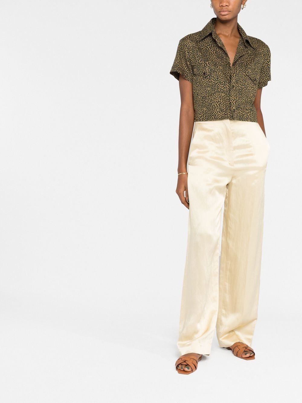 leopard-print cropped shirt - 2