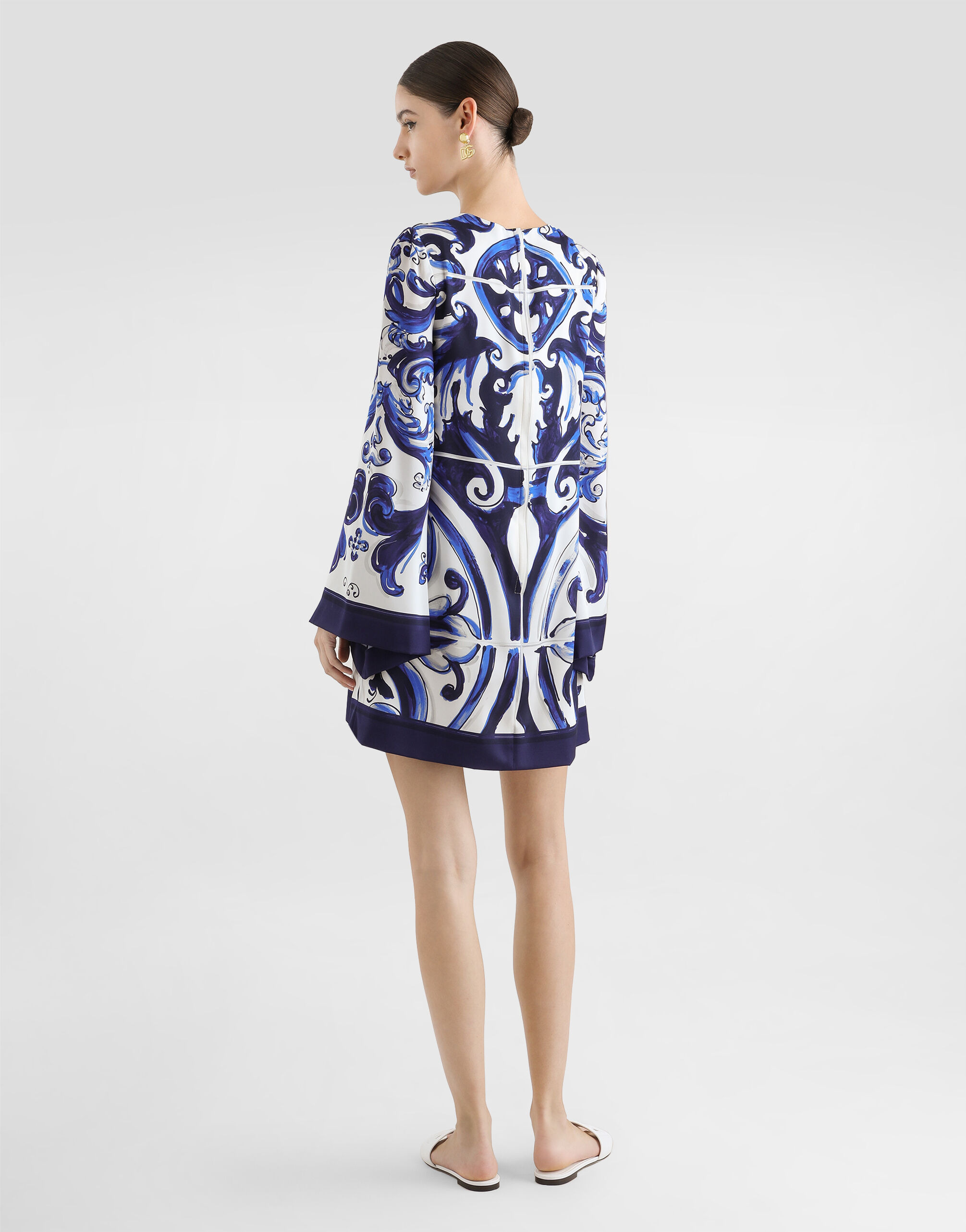Majolica-print charmeuse dress - 3