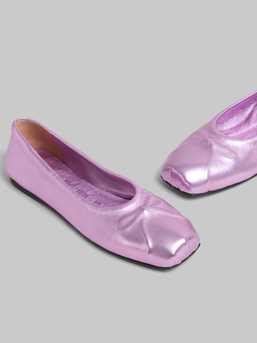 PINK NAPPA LEATHER SEAMLESS LITTLE BOW BALLET FLAT - 5