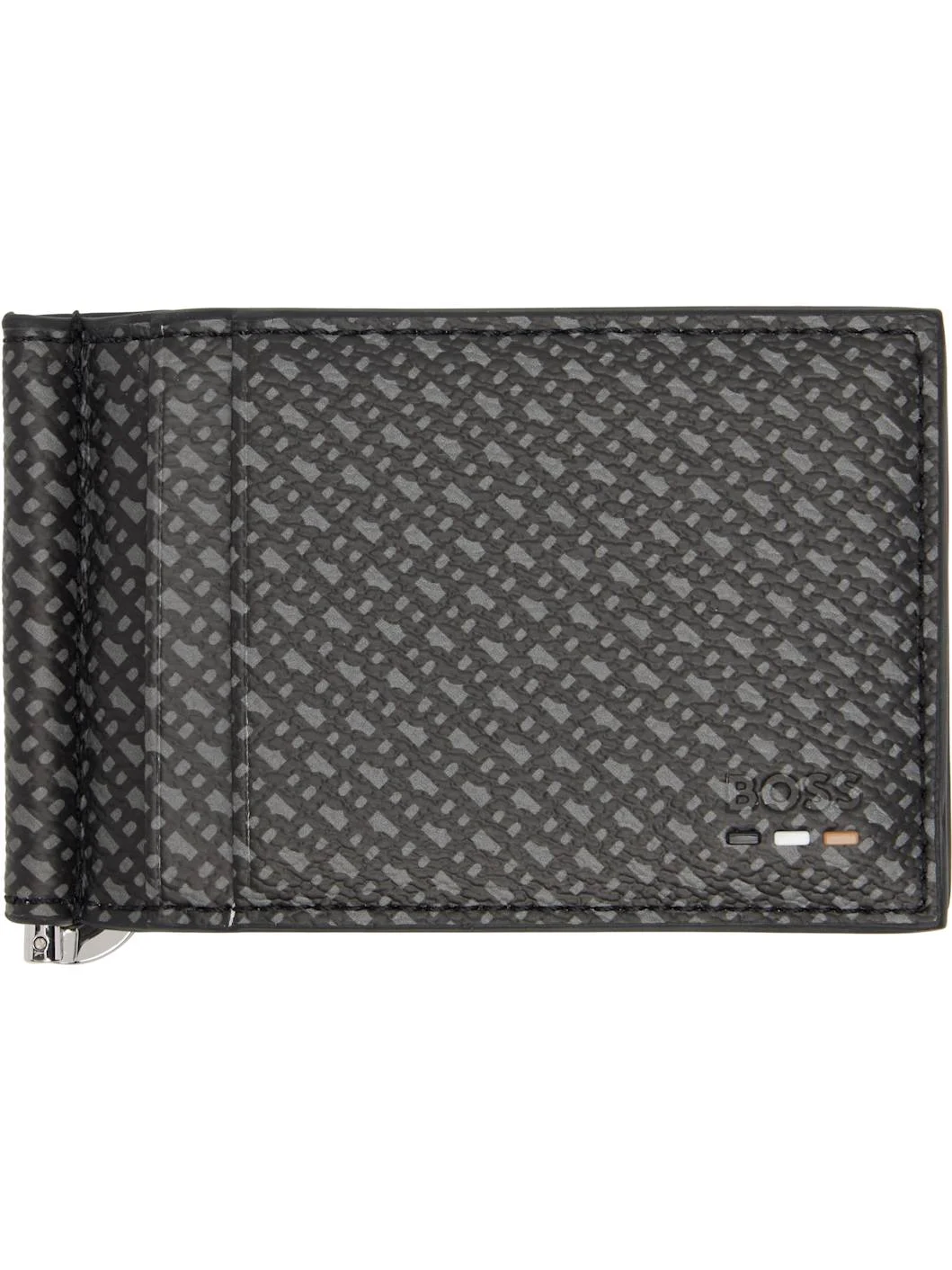 Black Grained Faux-Leather Wallet - 1