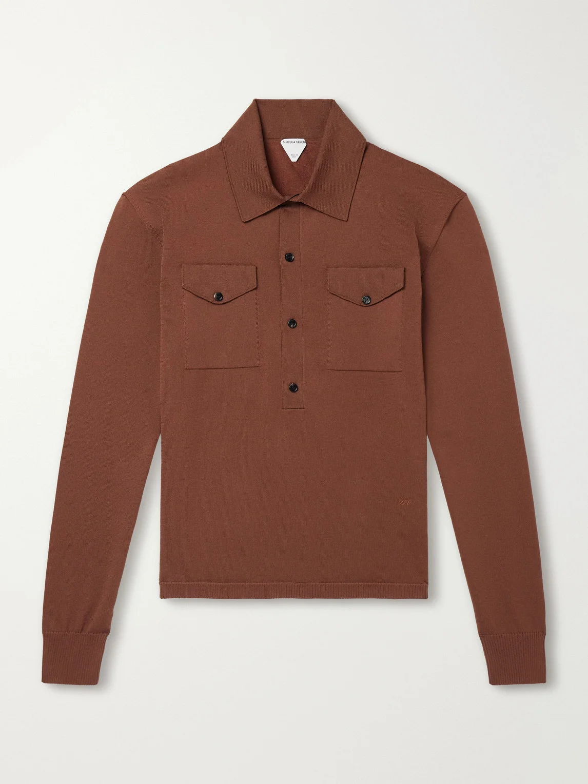 Logo-Embroidered Wool-Blend Polo Sweater - 1