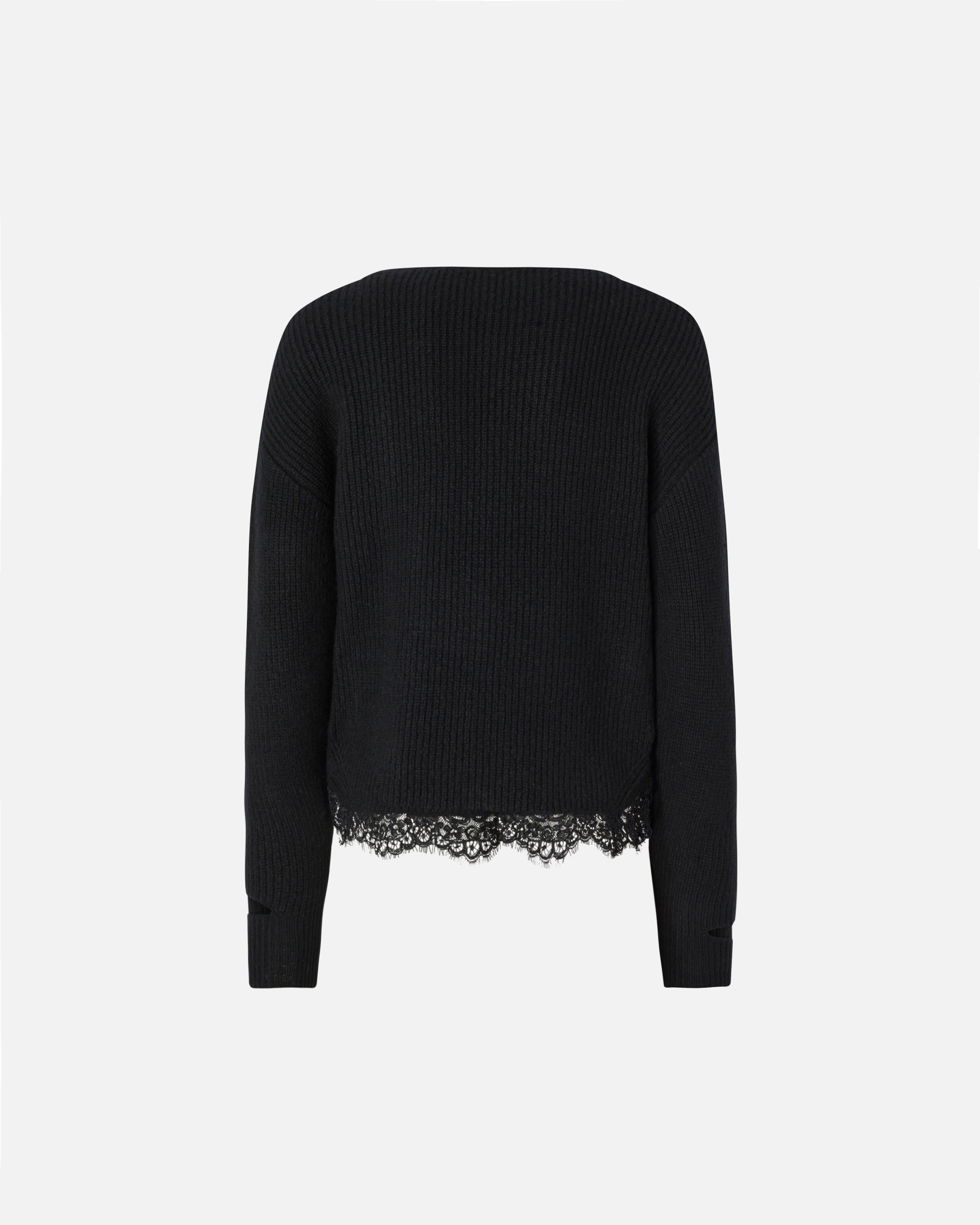 RIBBED SWEATER WITH LACE AT THE HEM - 6