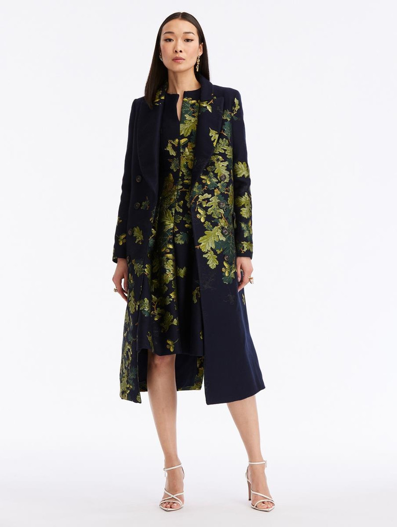 DOUBLE BREASTED ACORN JACQUARD COAT 1