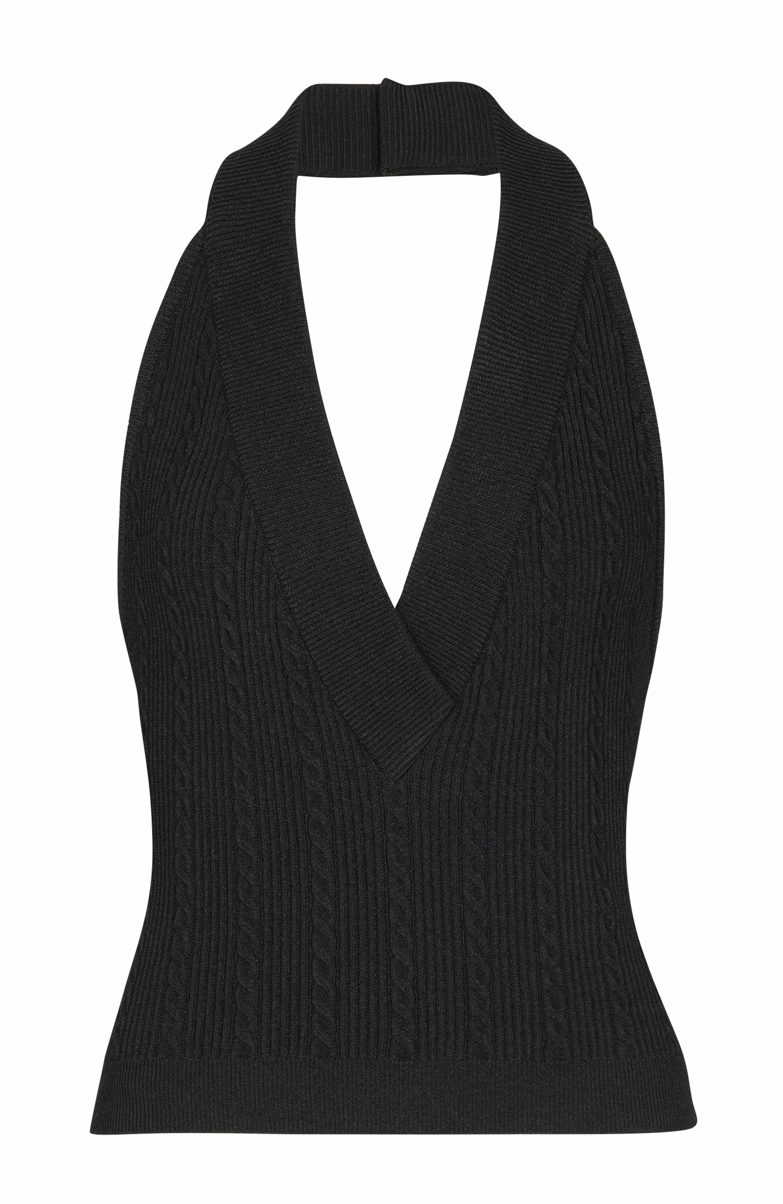 Balmain Cable-knit halterneck top in Black at Nordstrom - 1