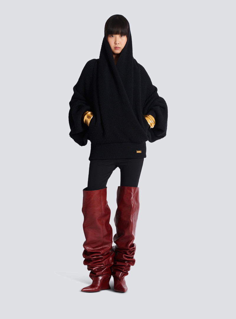 Balmain Oversized knit hoodie outlook