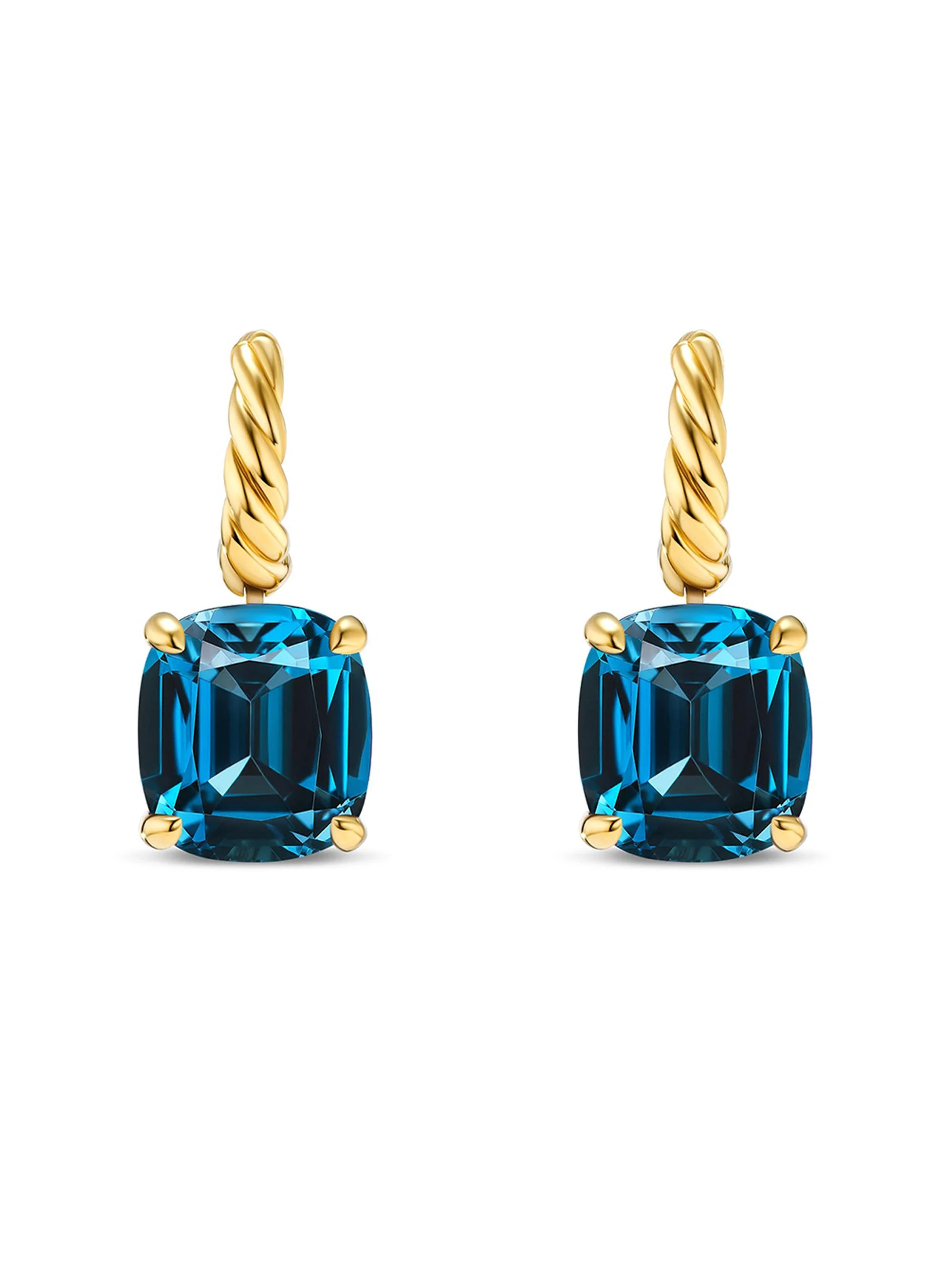 Women's Marbella Drop Earrings in 18K Yellow Gold - Hampton Blue Topaz - 1