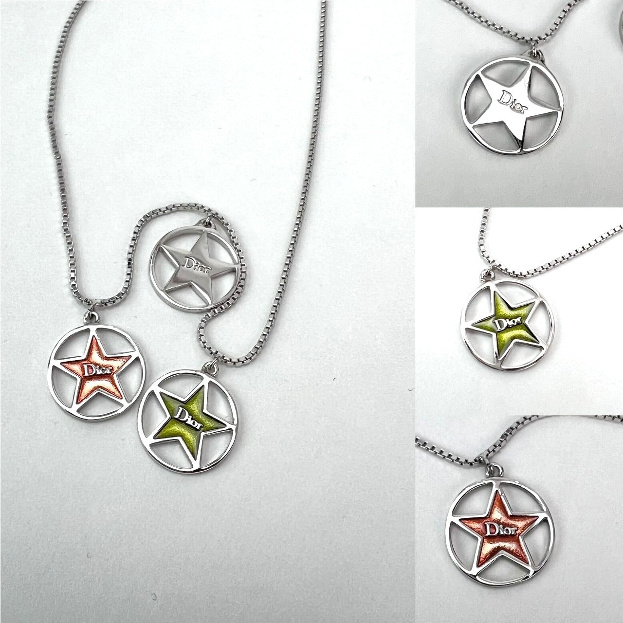 Christian Dior Multi Star Adjustable Silver Finish Necklace - 3