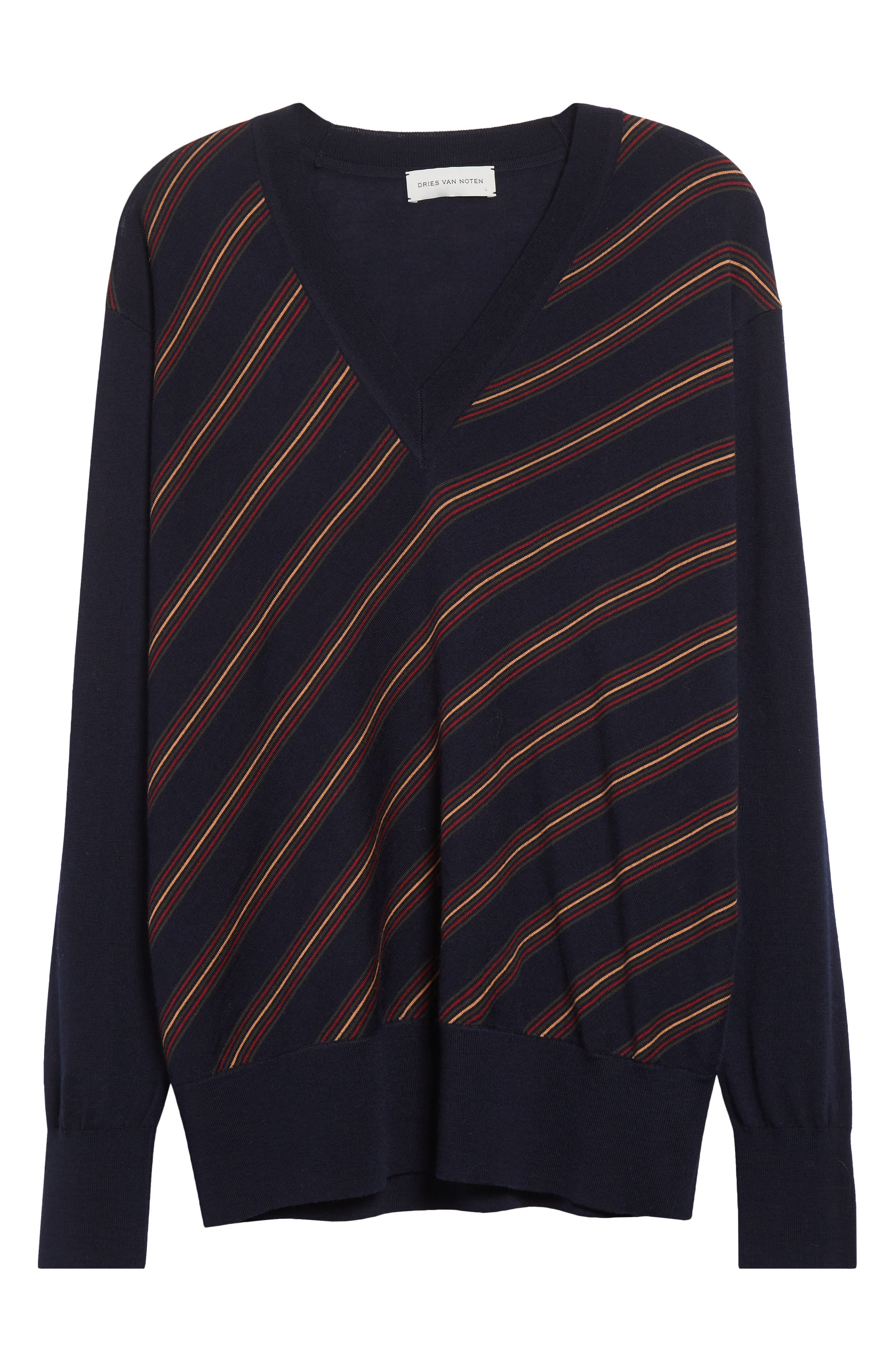 Dries Van Noten Tishana Merino Wool V-Neck Sweater in Navy at Nordstrom - 6
