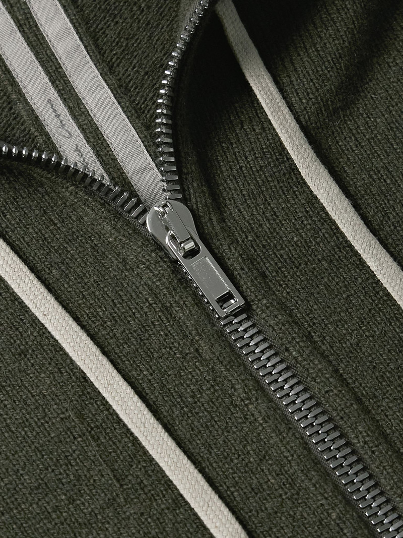 Boiled Cashmere and Wool-Blend Zip-Up Hoodie Green 4