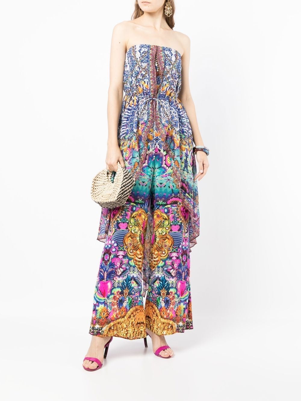 strapless overlay jumpsuit - 2