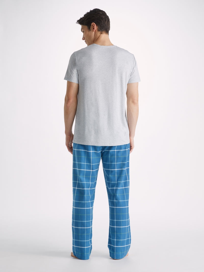 Men's Lounge Trousers Kelburn 33 Brushed Cotton Blue - 4