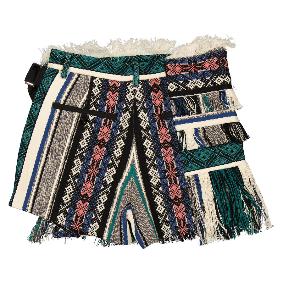 Sacai Ladies Multicolor Rug Jacquard Shorts - 2