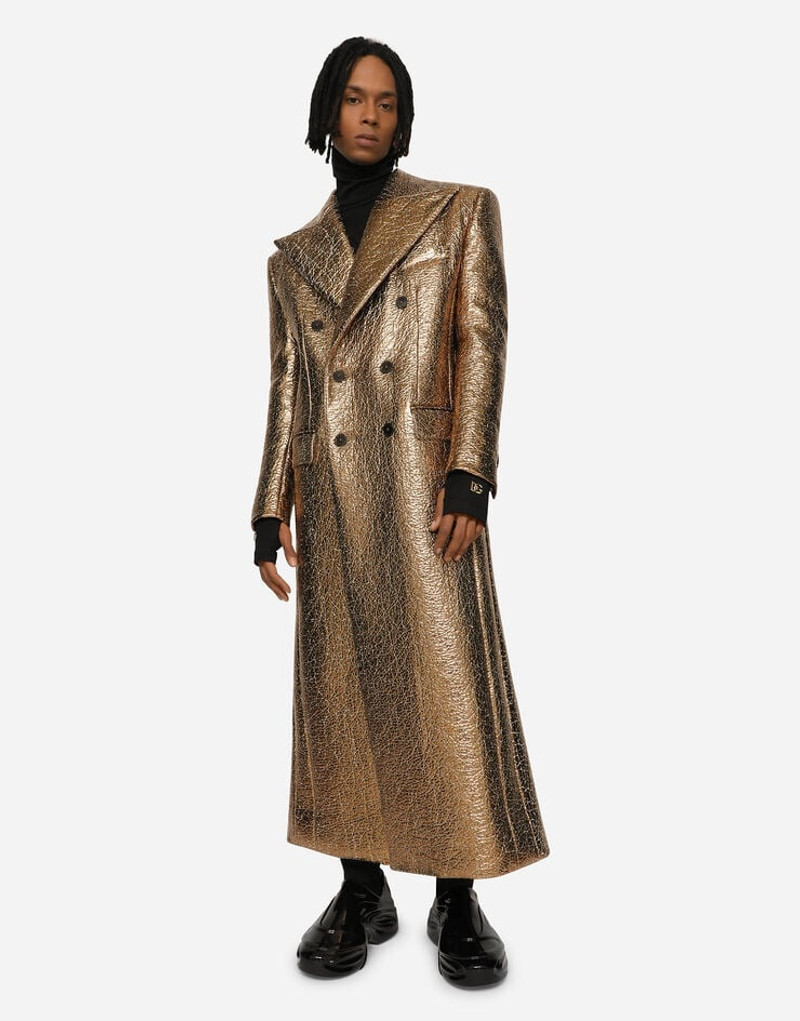 Dolce & Gabbana Double-breasted foiled fabric coat outlook