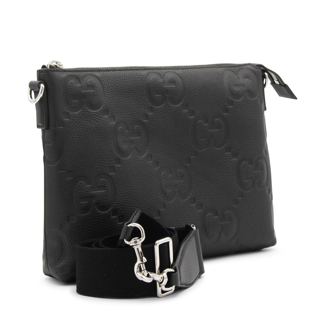 black leather jumbo gg medium messenger bag - 2