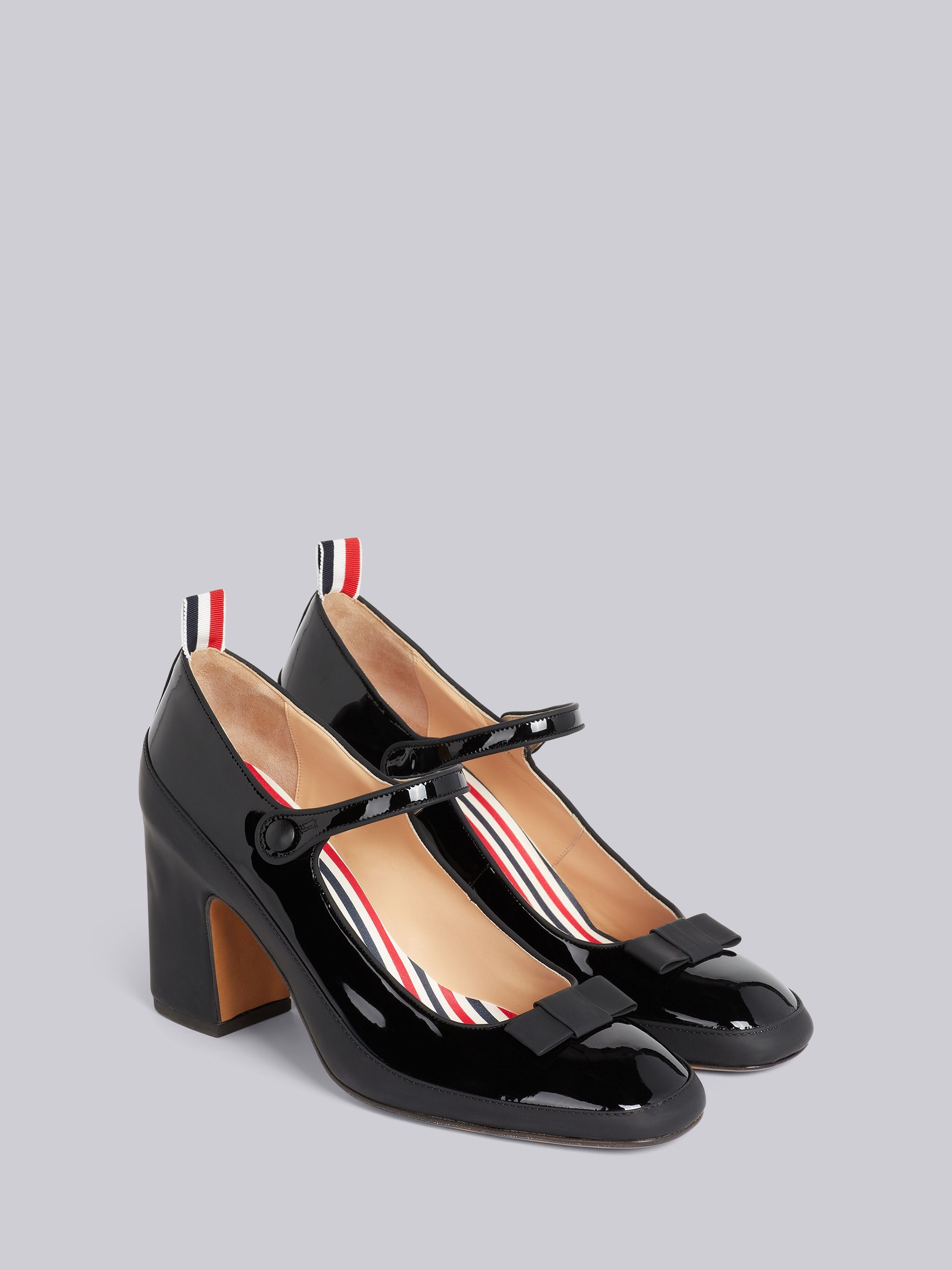 Black Soft Patent Leather 75mm Block Heel Tennis Mary Jane - 3