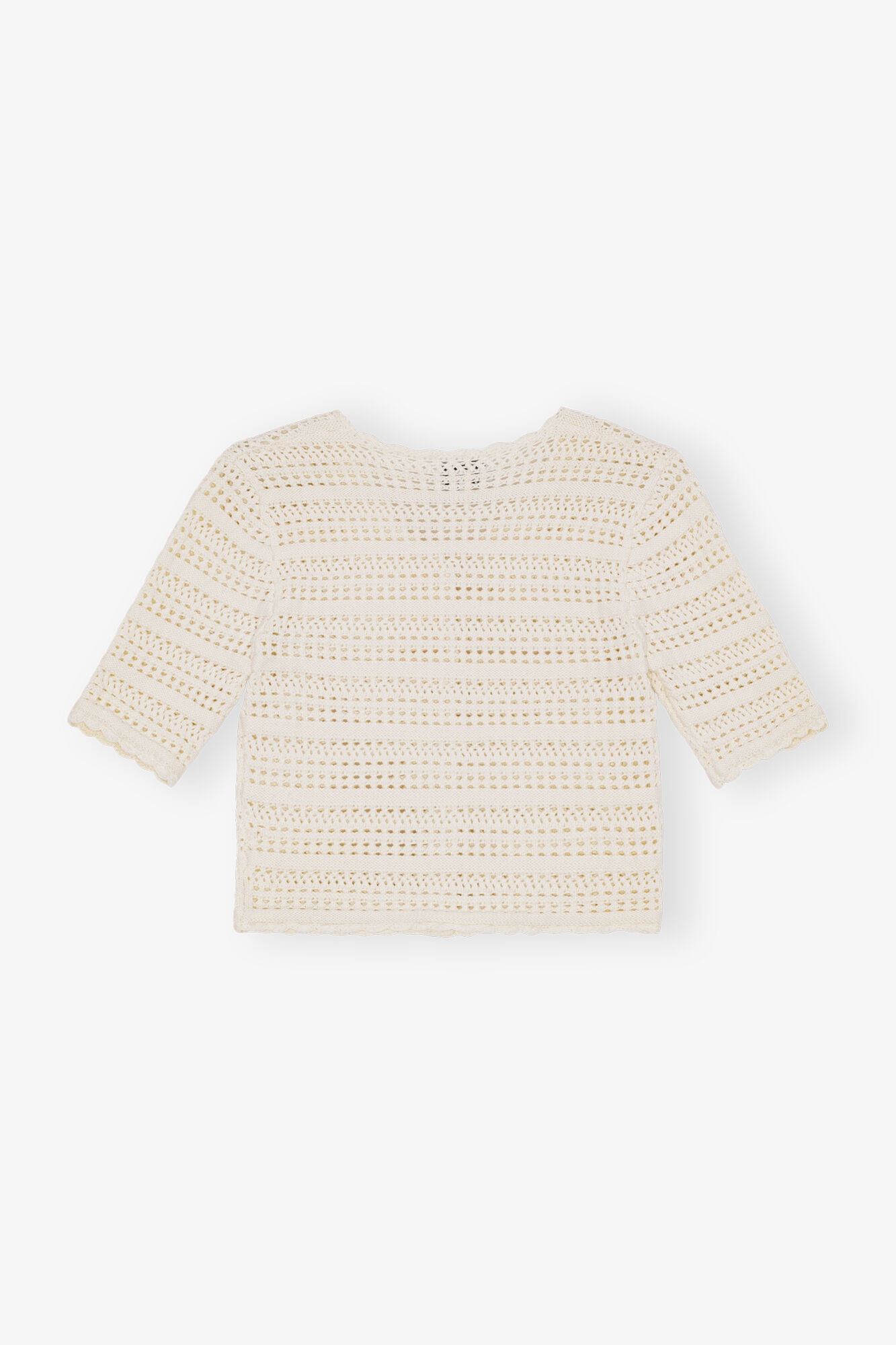 WHITE POINTELLE SHORT SLEEVE CARDIGAN - 6