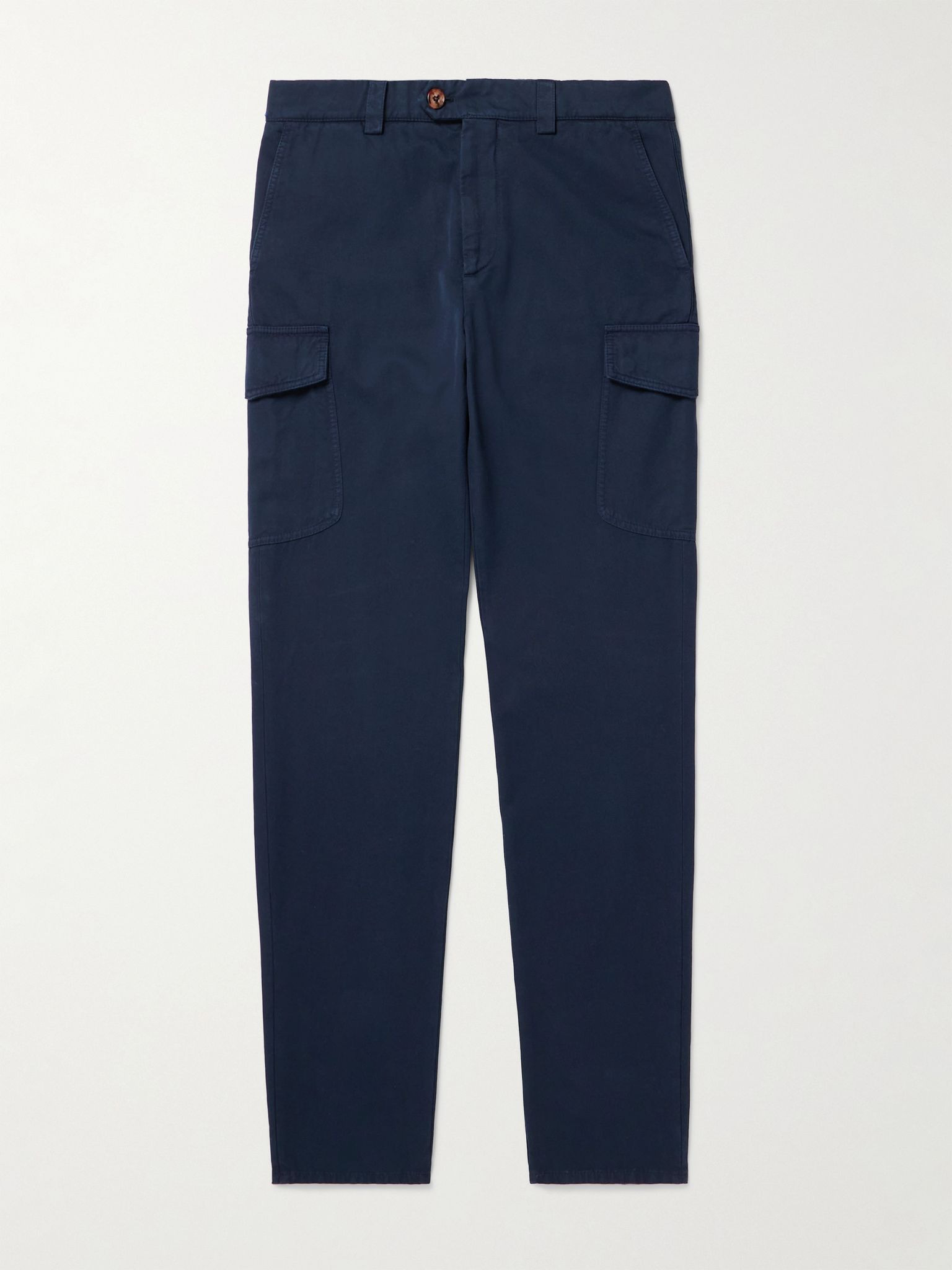 Straight-Leg Cotton-Gabardine Cargo Trousers Blue - 1