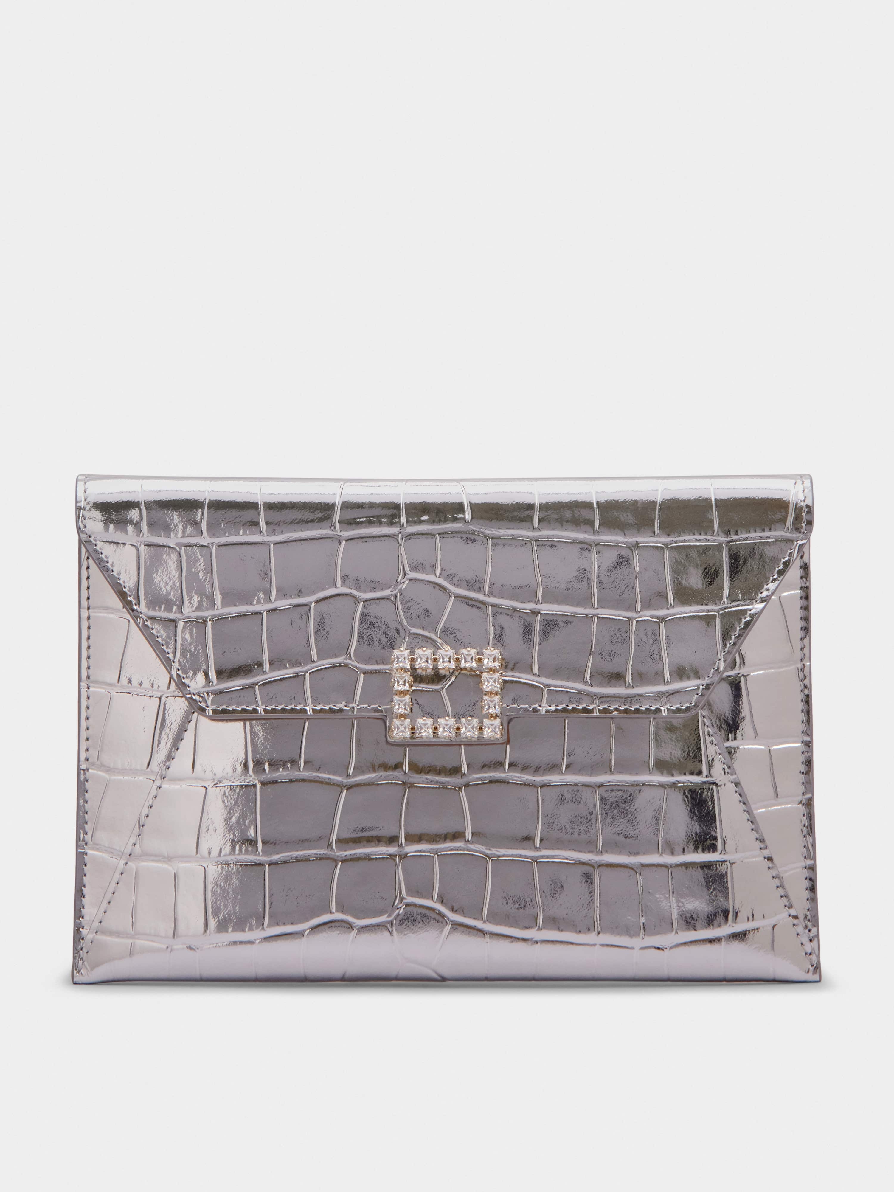Très Vivier Strass Buckle Clutch in Leather - 1