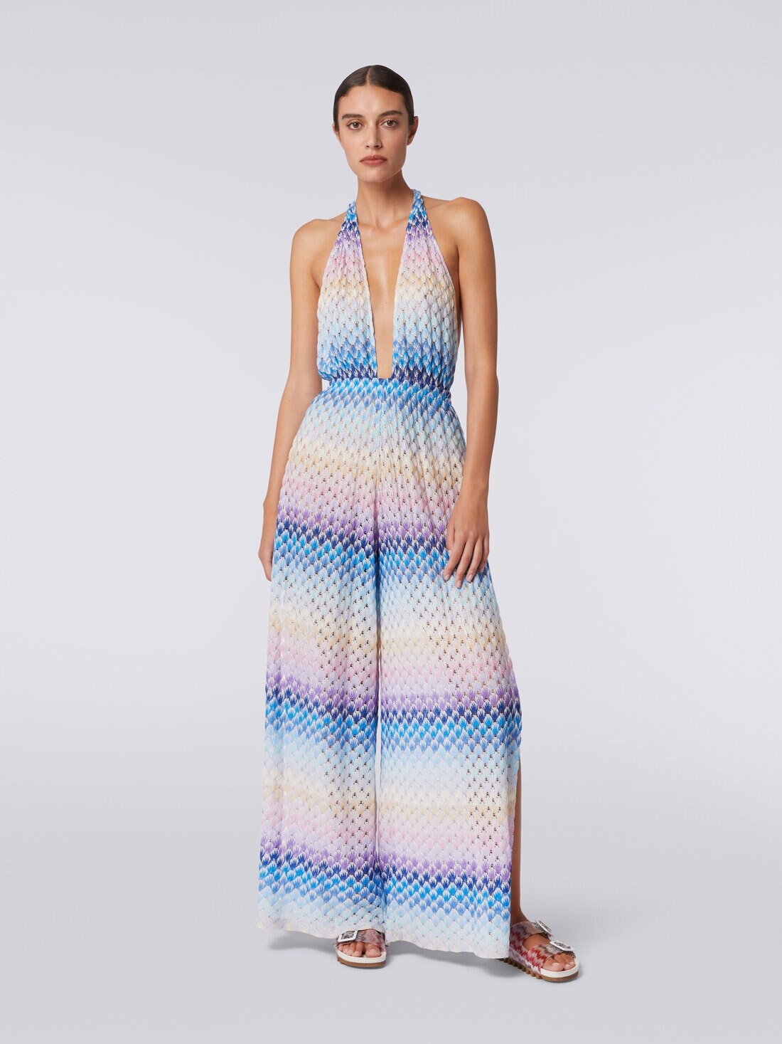 Dégradé lace-effect jumpsuit with lurex - 2