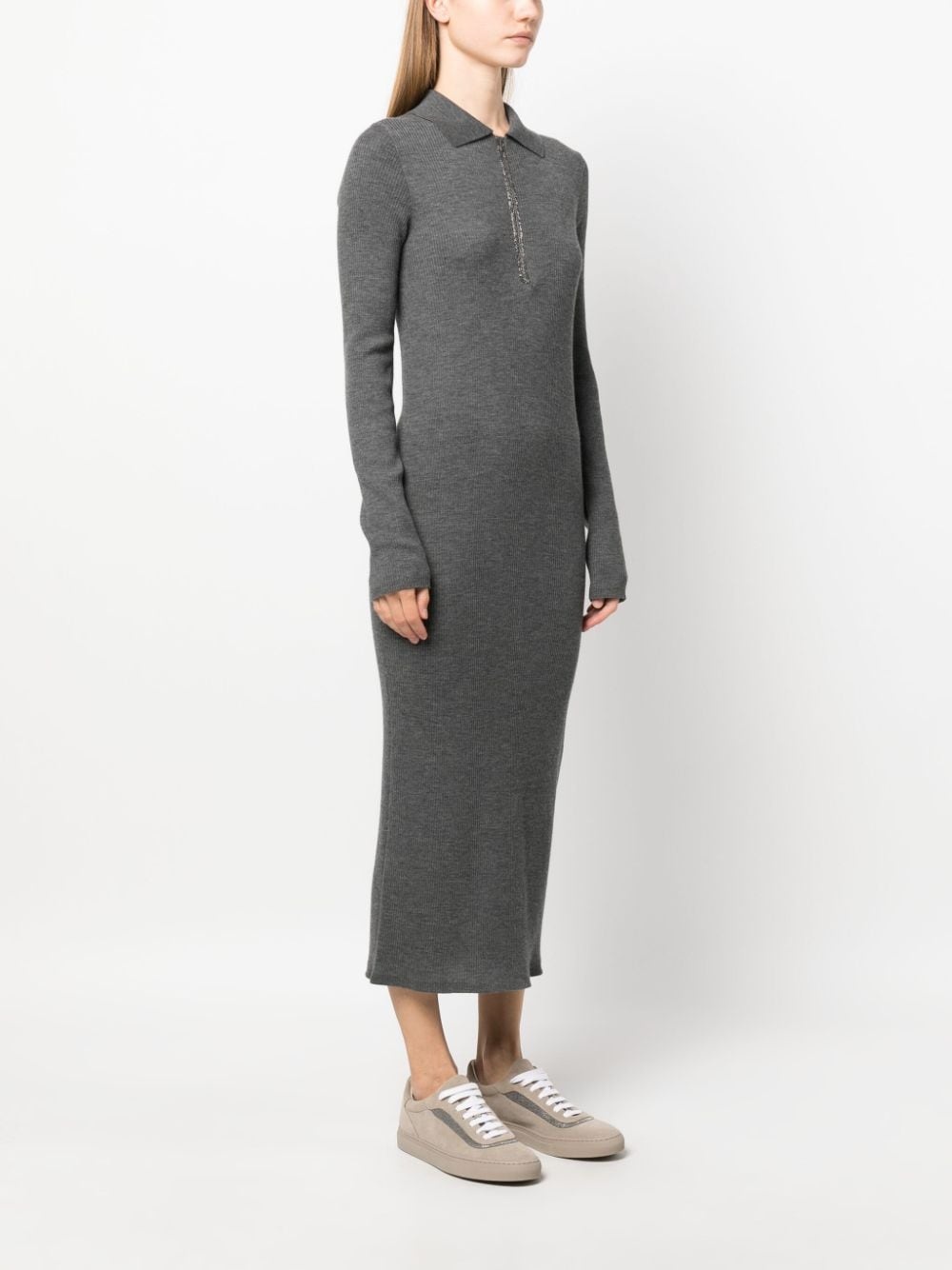 polo-collar wool dress - 3