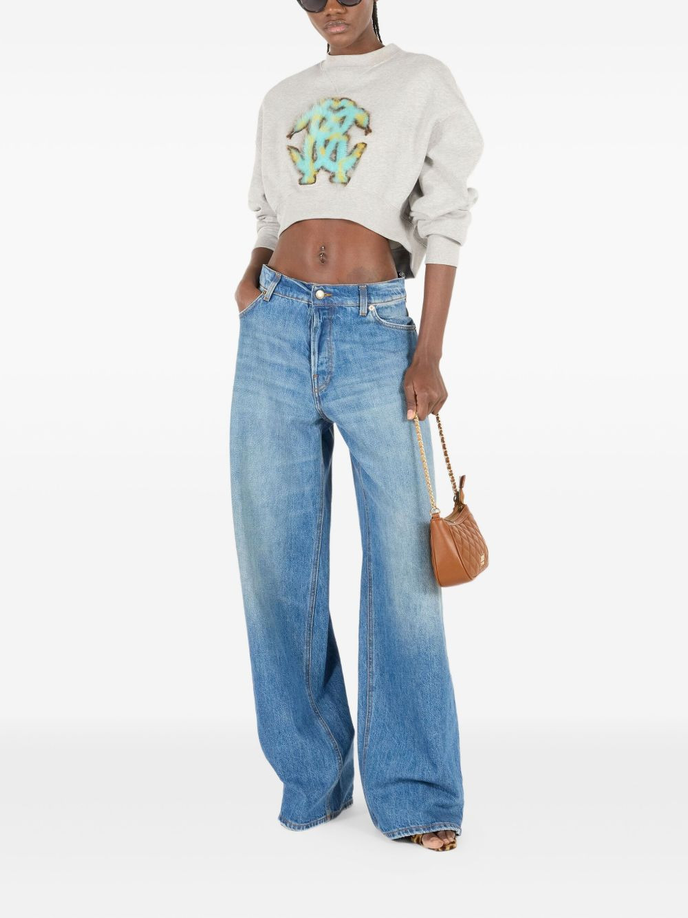 logo-motif cropped sweatshirt - 2