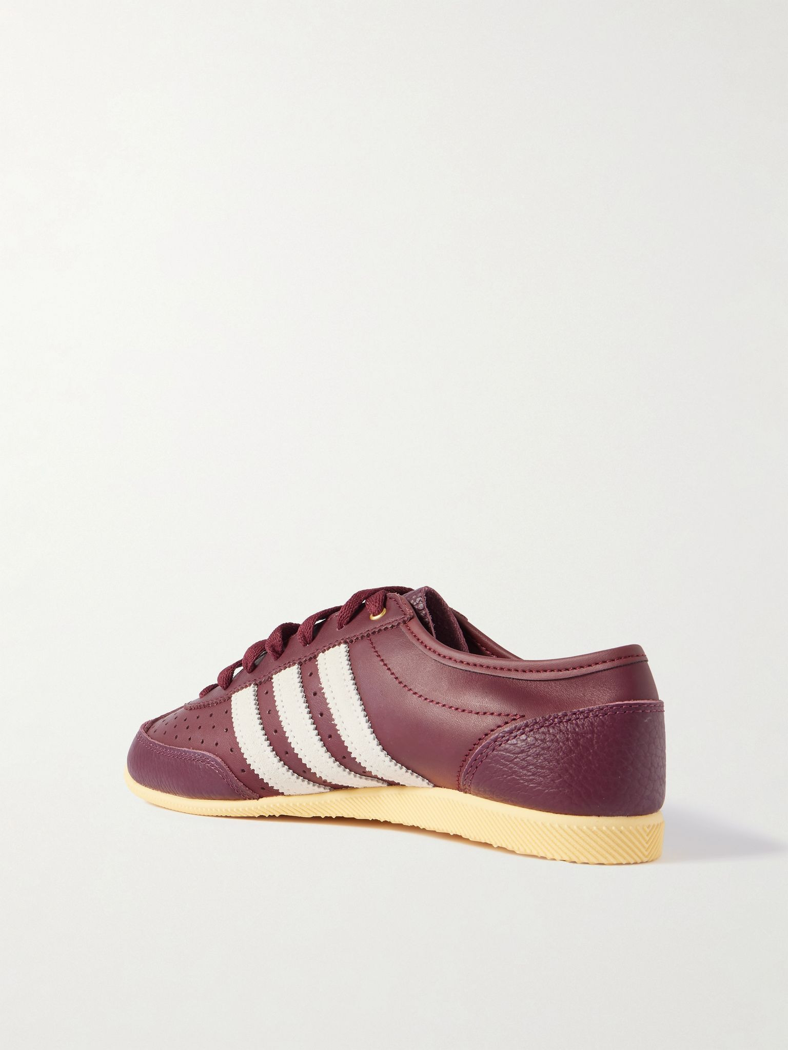 Japan Decon W perforated suede-trimmed leather sneakers Burgundy - 3