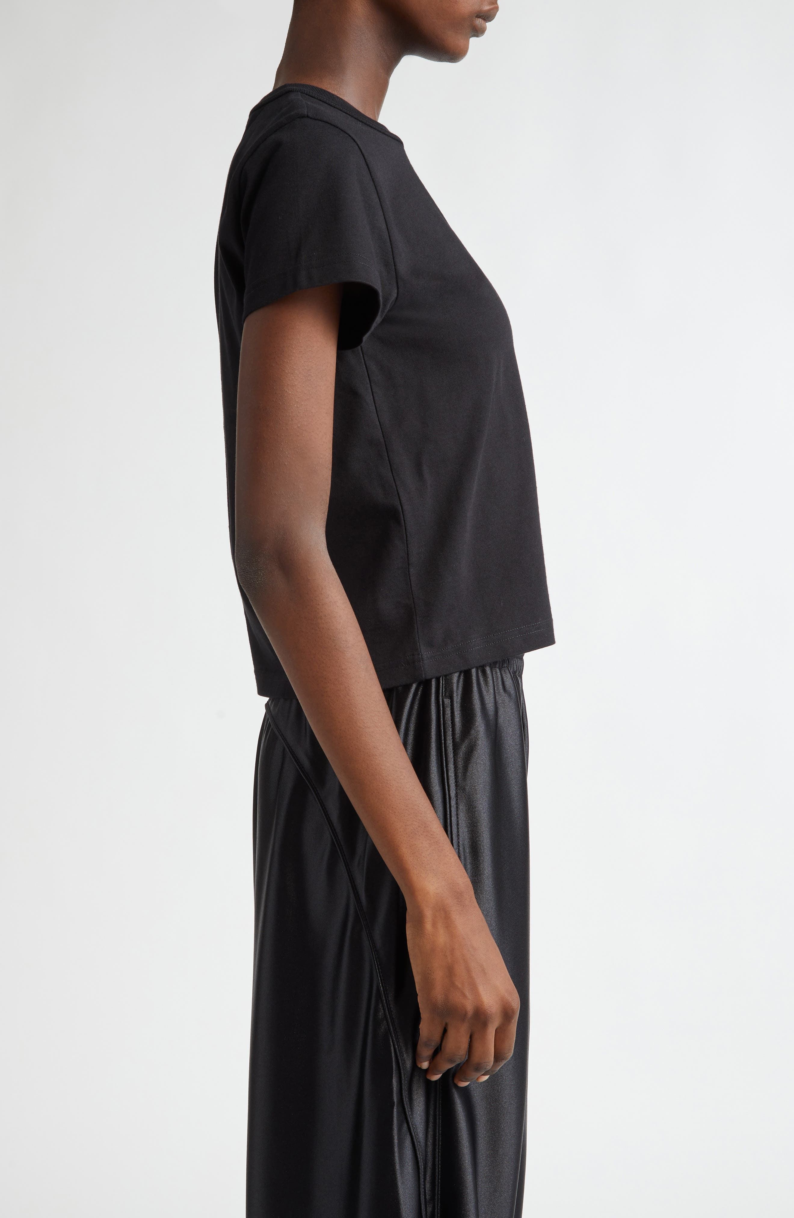 Alexander Wang Puff Logo Shrunken Cotton Jersey T-Shirt in Black at Nordstrom - 3