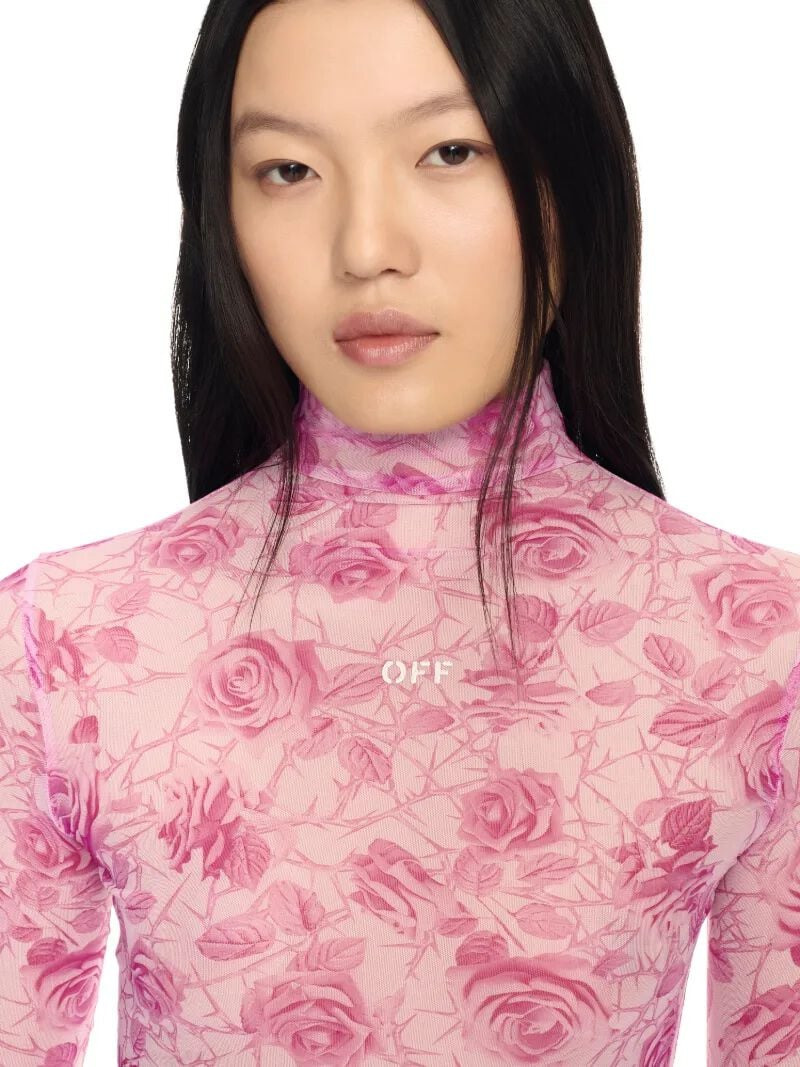 Pink Stamp Roses Short Dress - 7