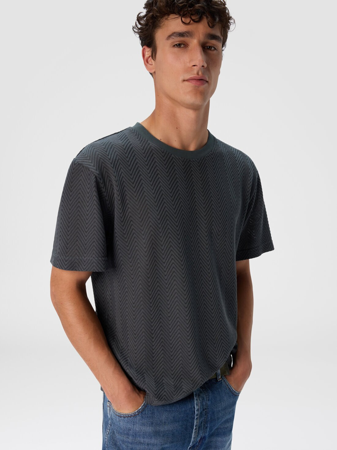 Crew Neck T-Shirt in Cotton-Viscose Raschel - 4