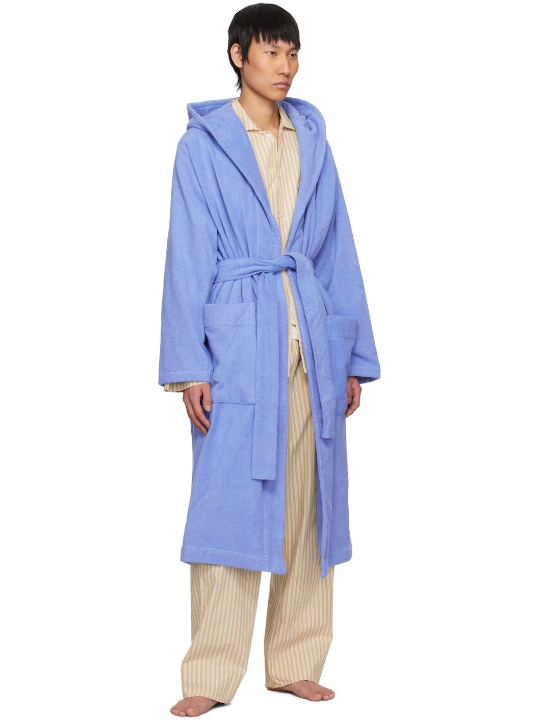Blue Terry Hooded Bathrobe - 5