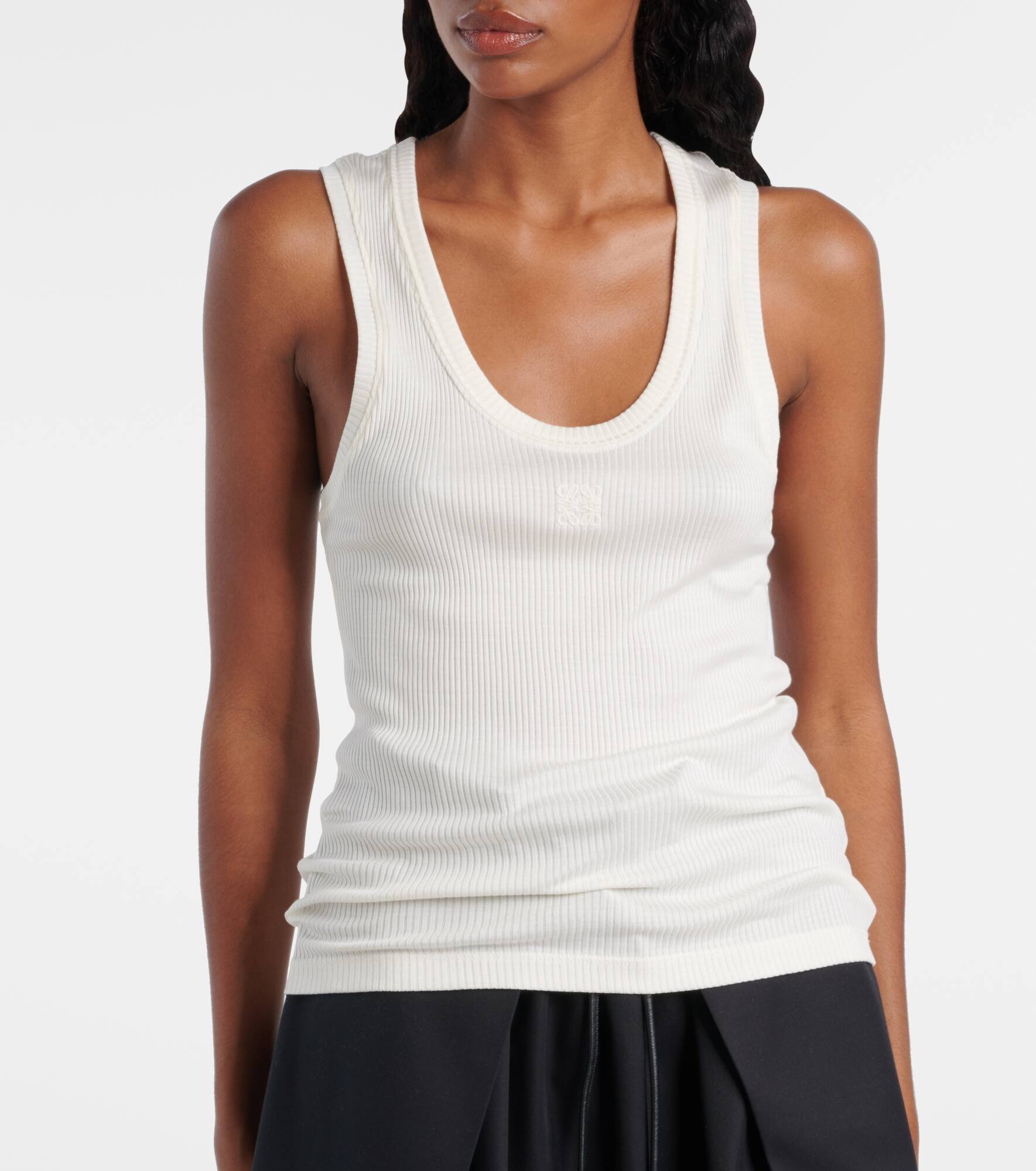 Anagram ribbed-knit silk tank top - 5