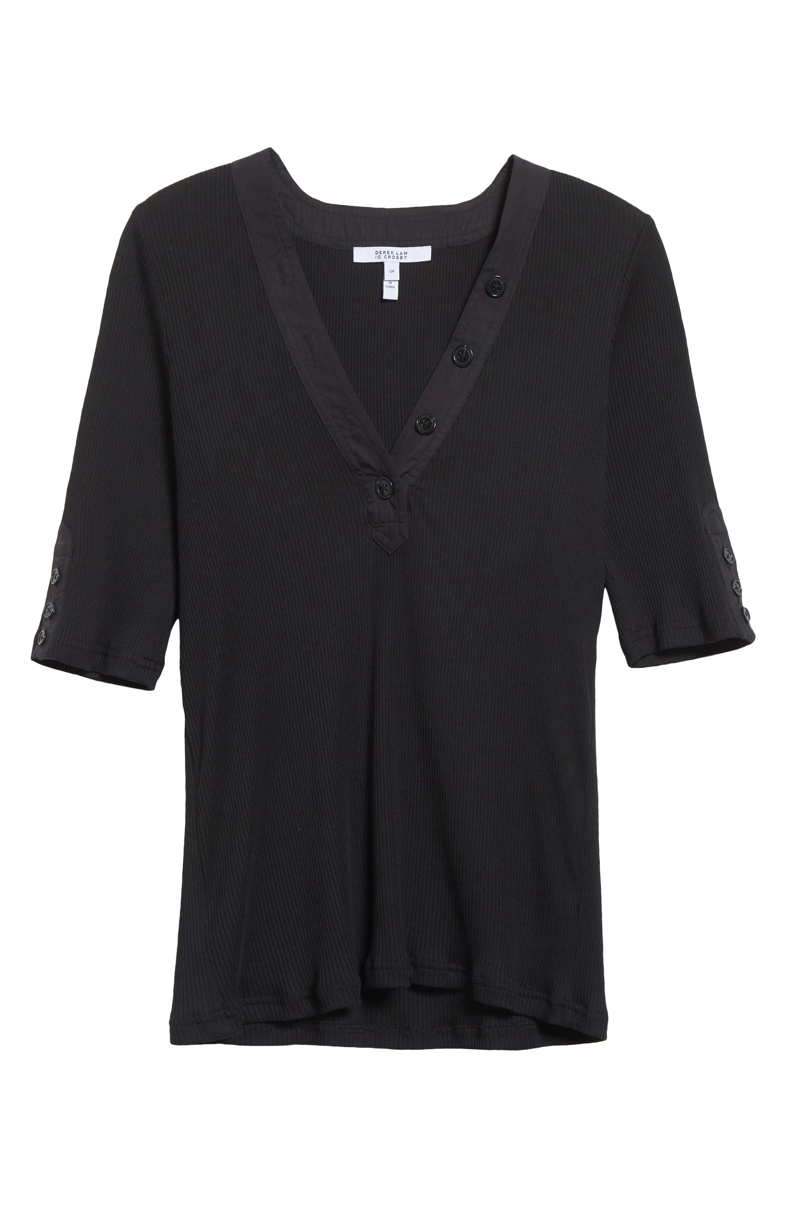 Derek Lam 10 Crosby Adrian Rib Top in Black at Nordstrom - 6