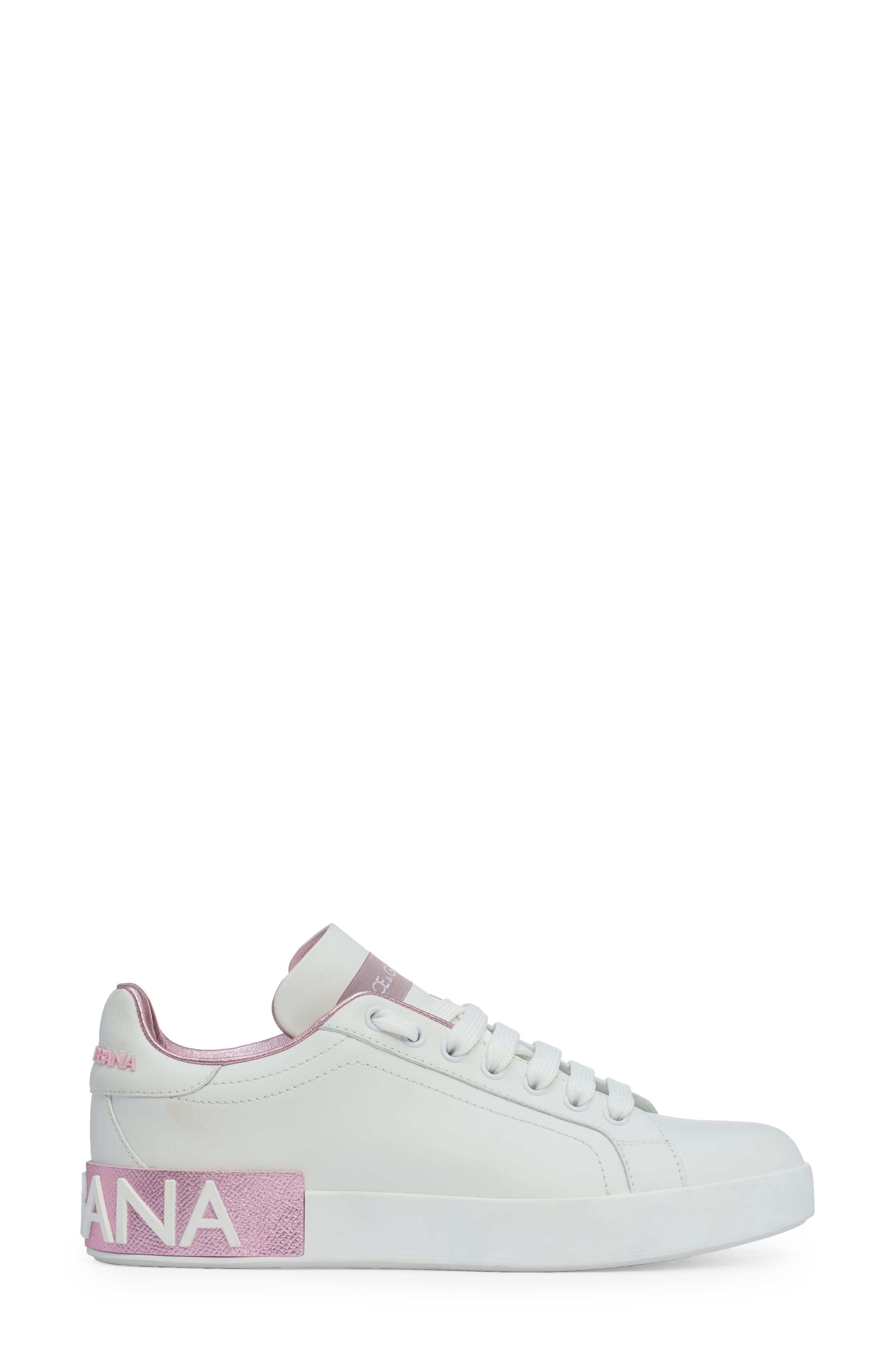Dolce&Gabbana Portofino Platform Sneaker in White/Pink at Nordstrom - 3